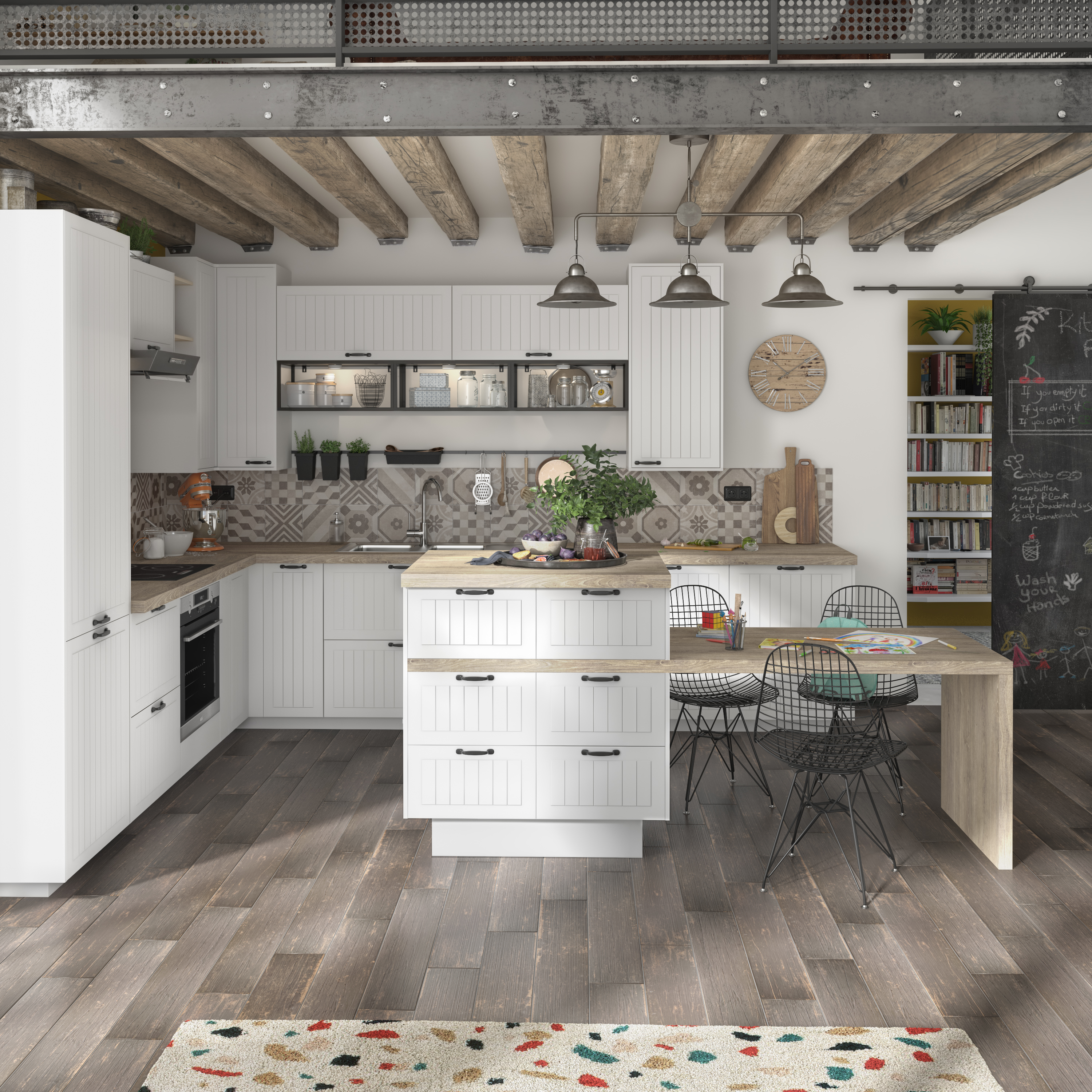 Puerta para mueble de cocina Toscane blanco mate H 137.6 x L 60 cm - 6