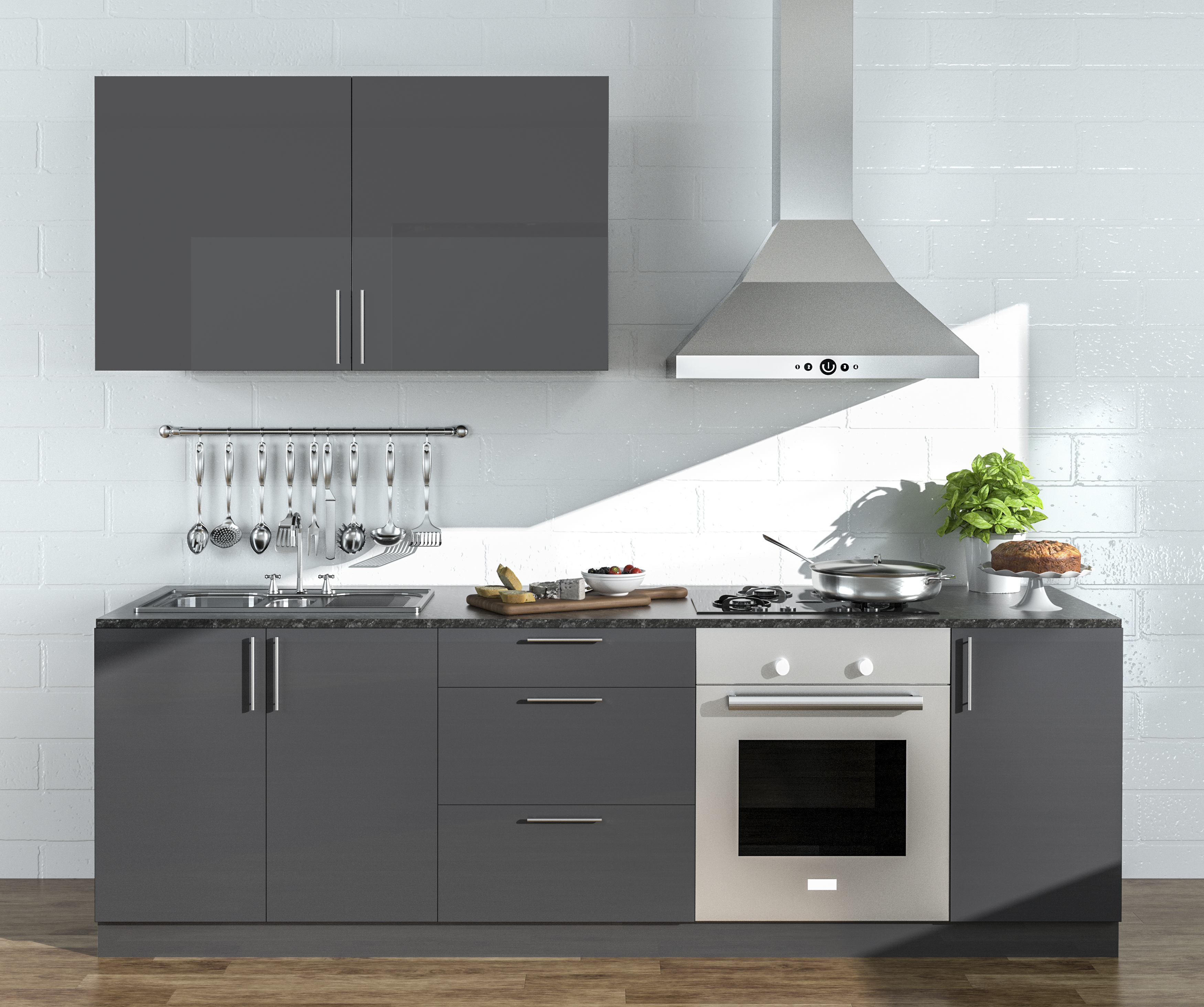 Painel de cozinha Delínia Atenas 60X237 cm antracite brilho - 3