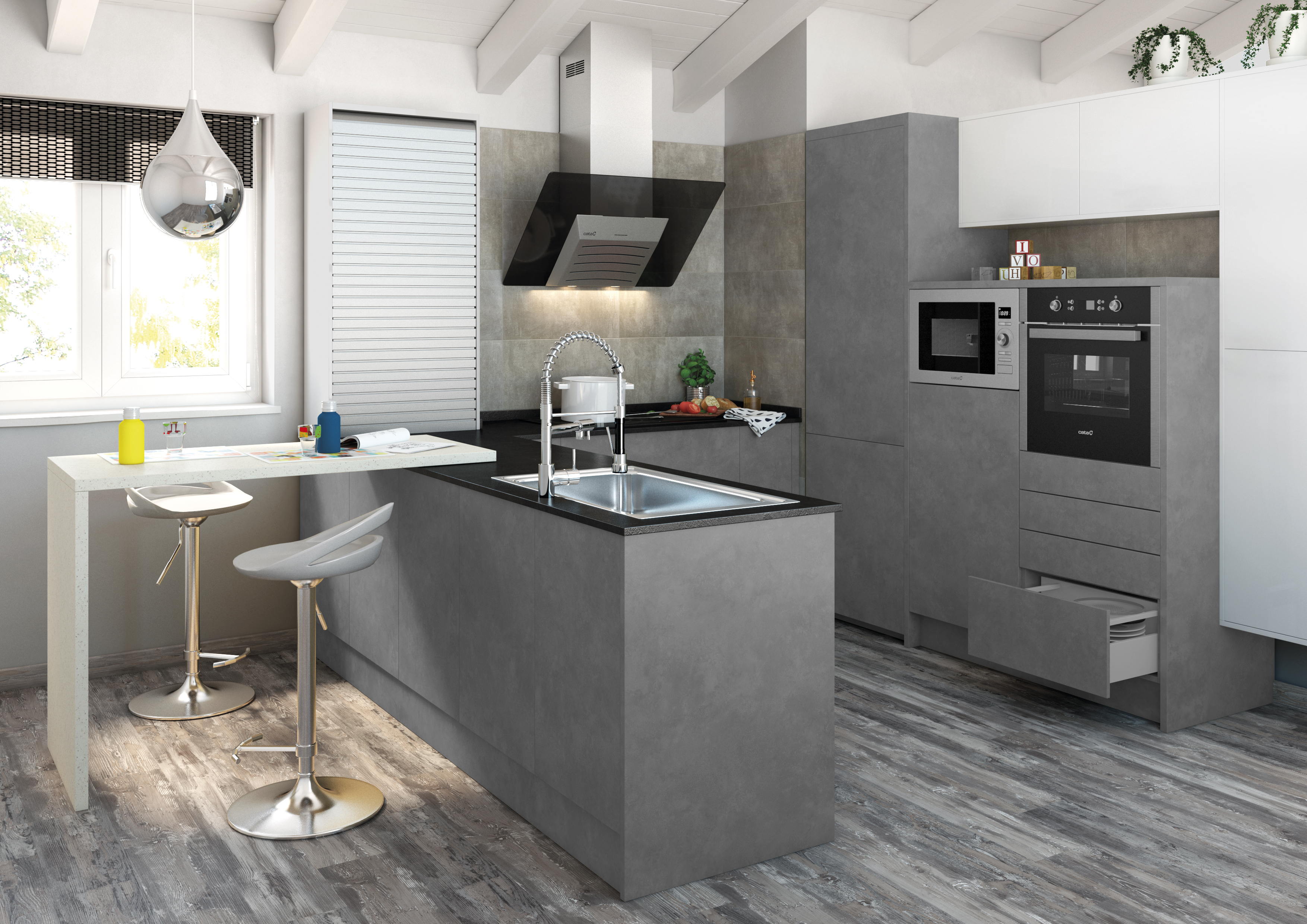 Frente gaveta de cozinha Delinia Atenas 44.7x12.8cm cinza acetinado - 4