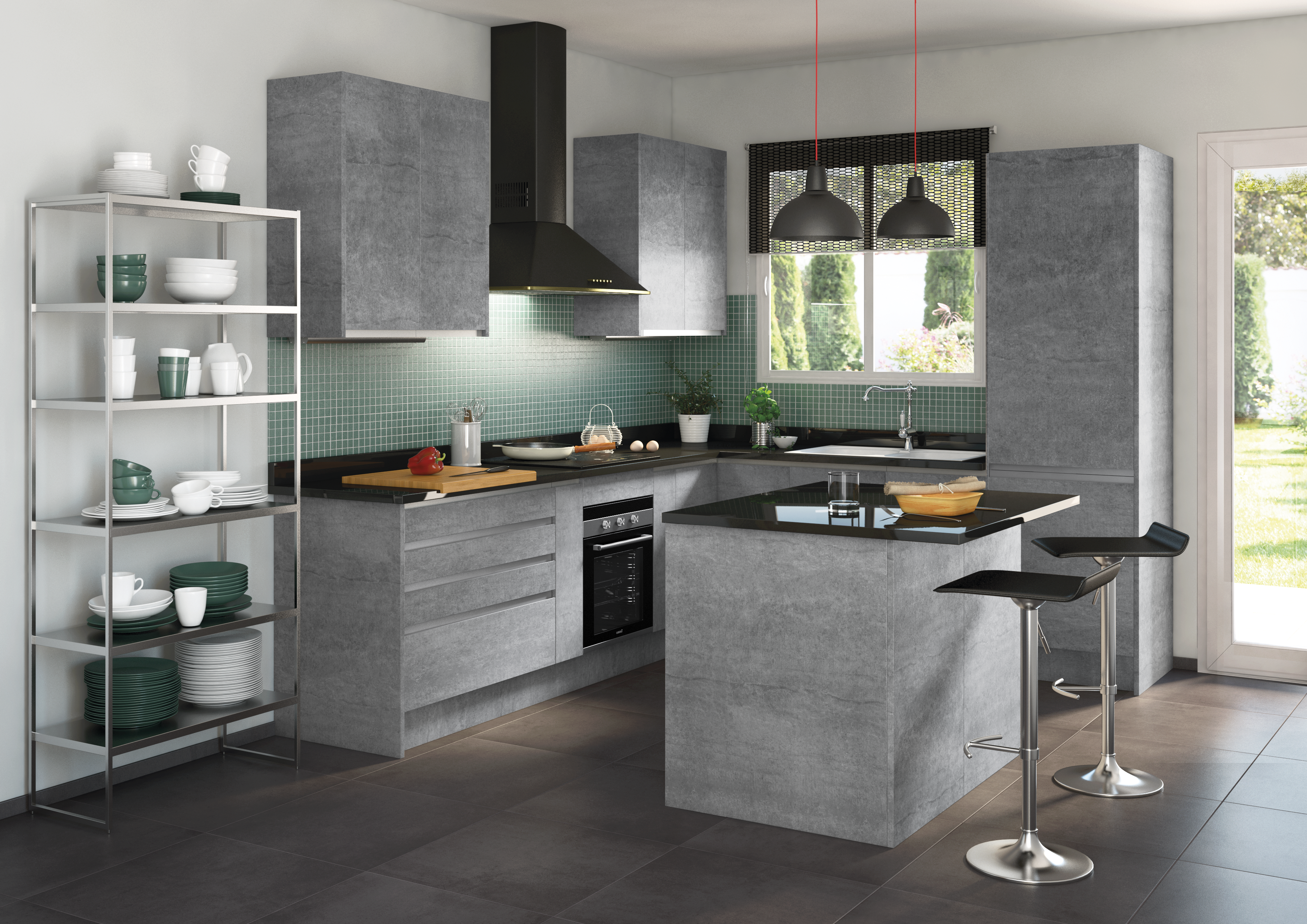 Frente gaveta de cozinha Delinia Mikonos 89.7x25.6cm cinza acetinado - 5