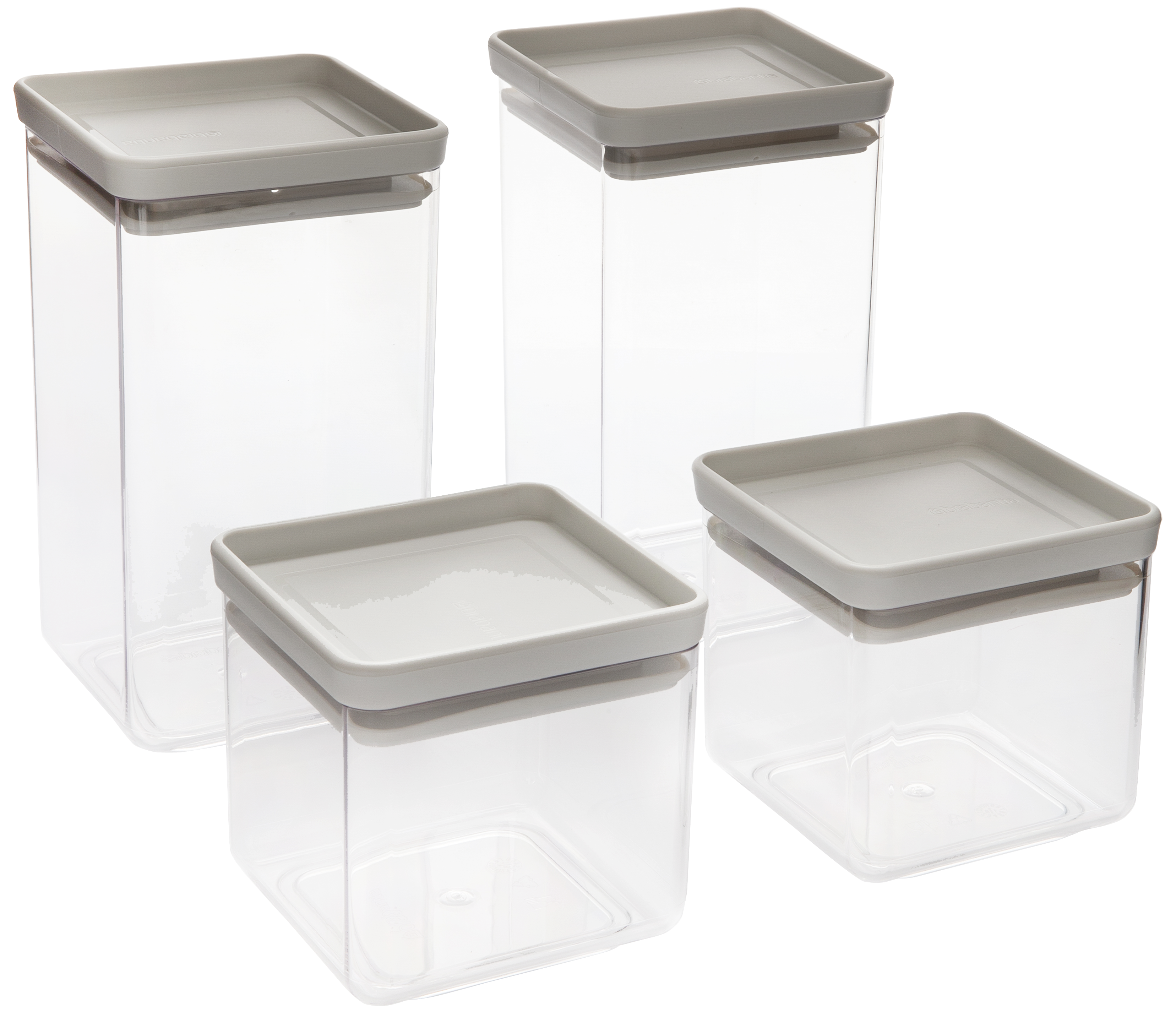 Bote de cocina set de 4 cuadrado gris claro