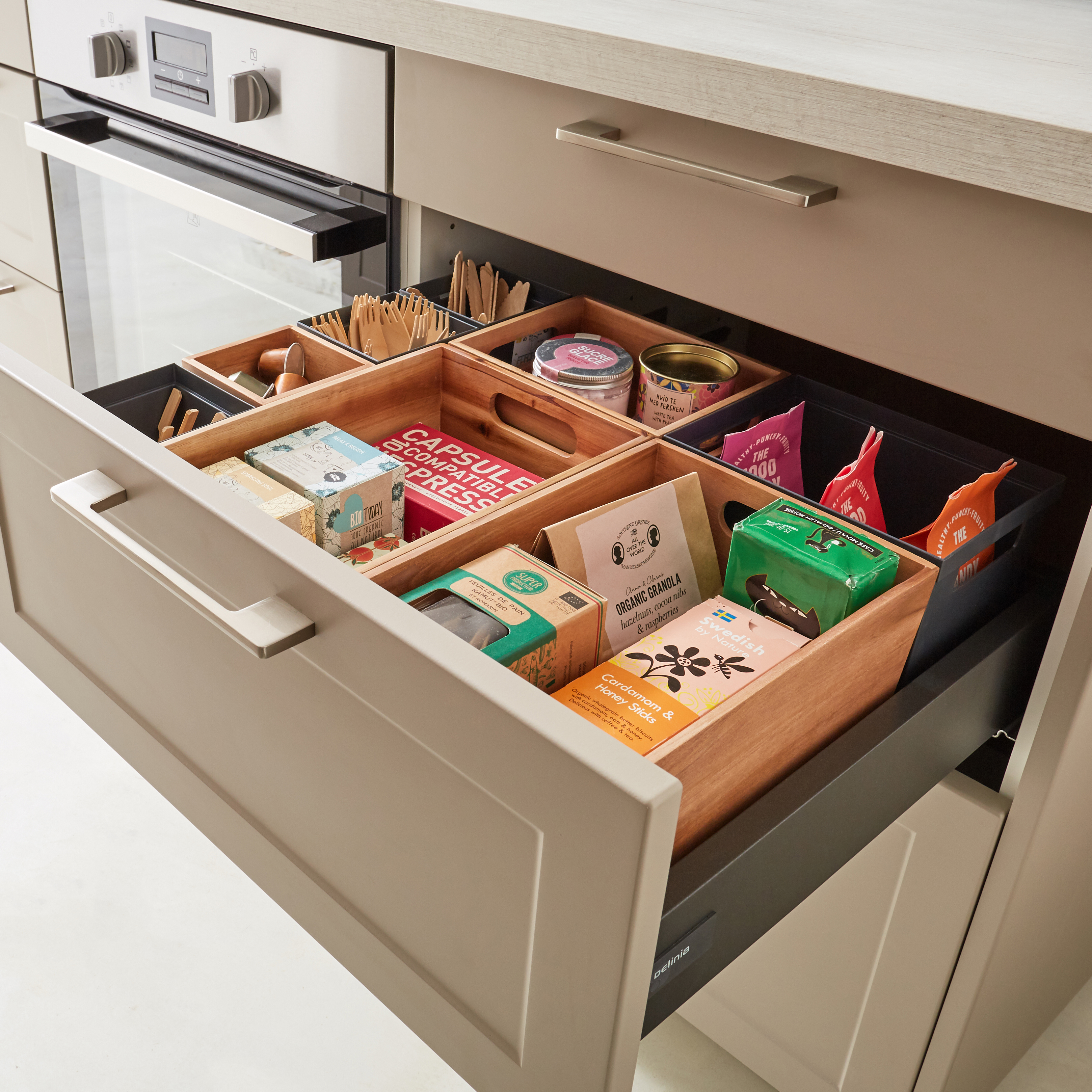 Organizador de cajones extensible de madera para cajón de cocina y  dormitorio