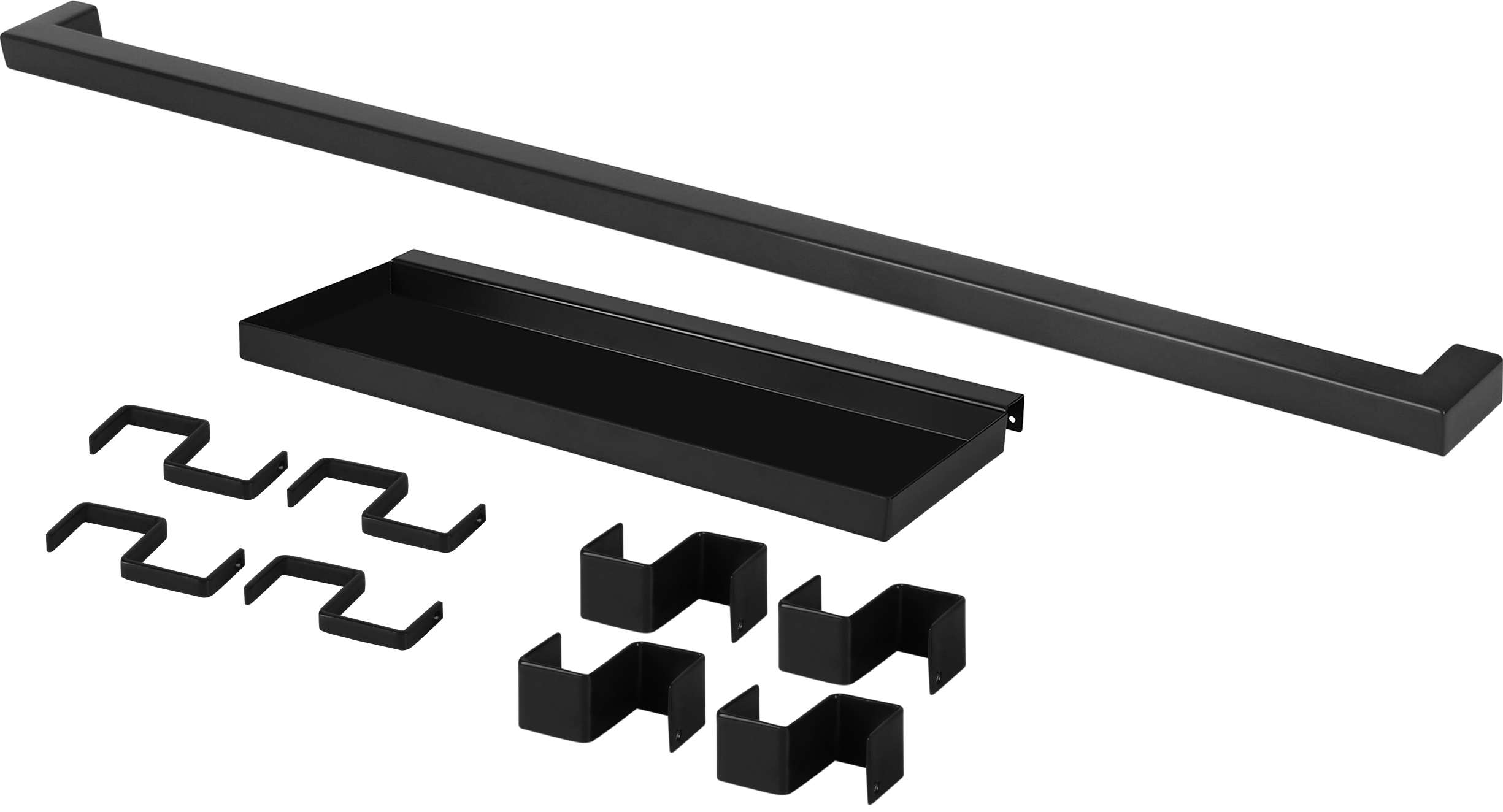 Set barra de cocina + estante delinia id acero gris 60 cm + 8 ganchos colgar