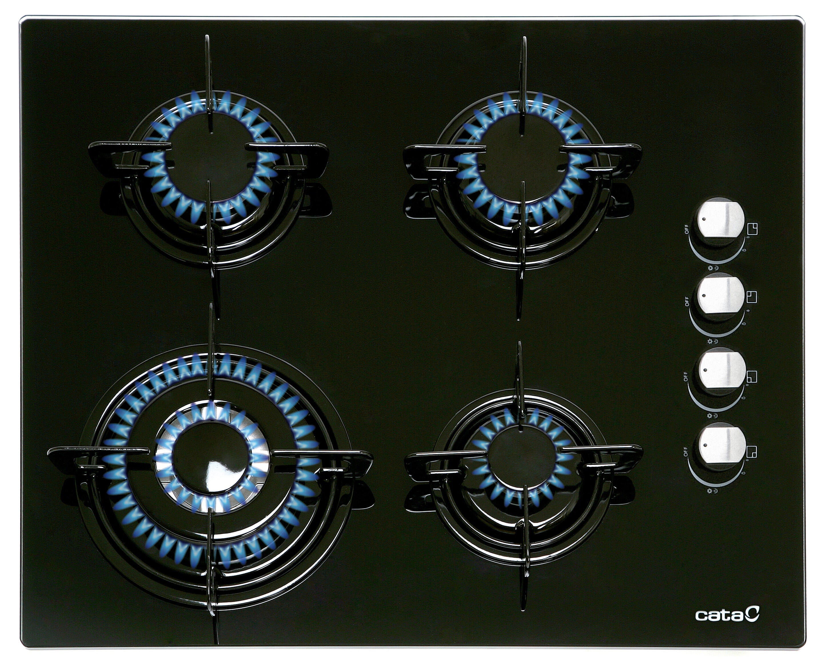 placa de gas cata ci 631 a bk 4 zonas de coccion gas natural cristal negro con encendido integrado 60cm