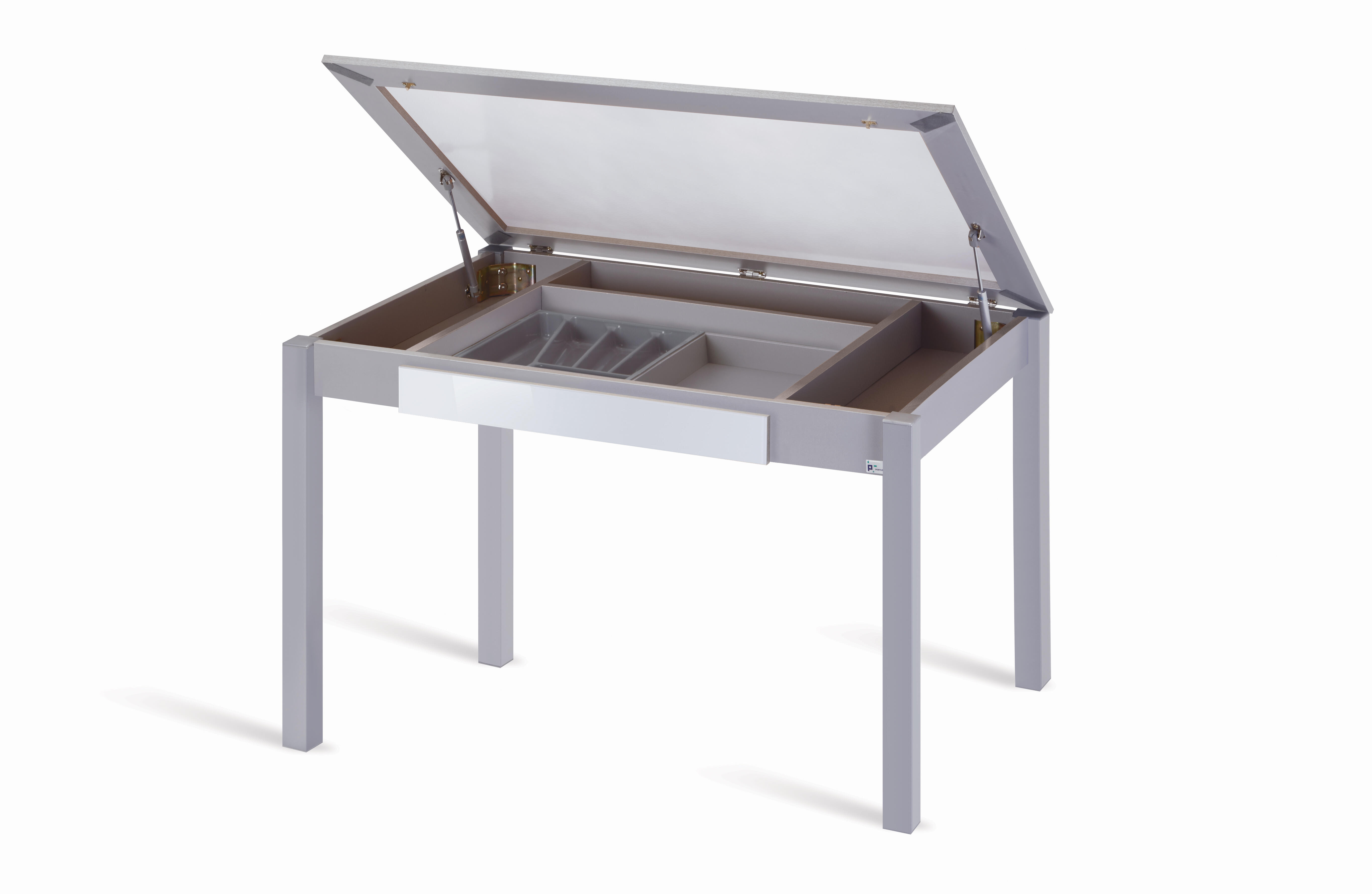 Mesa de cocina fija salsa 110x70 cristal blanco óptico