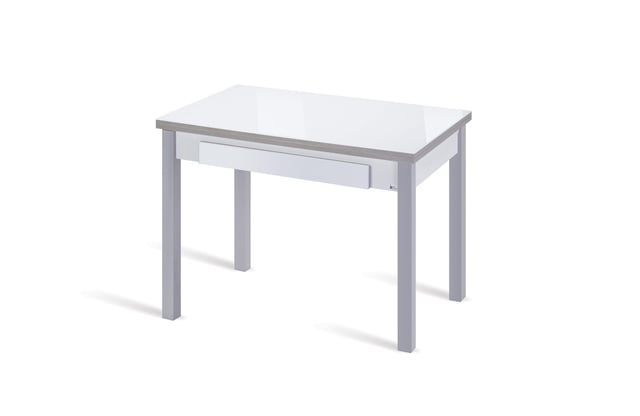 Mesa cocina extensible HARMONIA 100x60 cristal blanco óptico