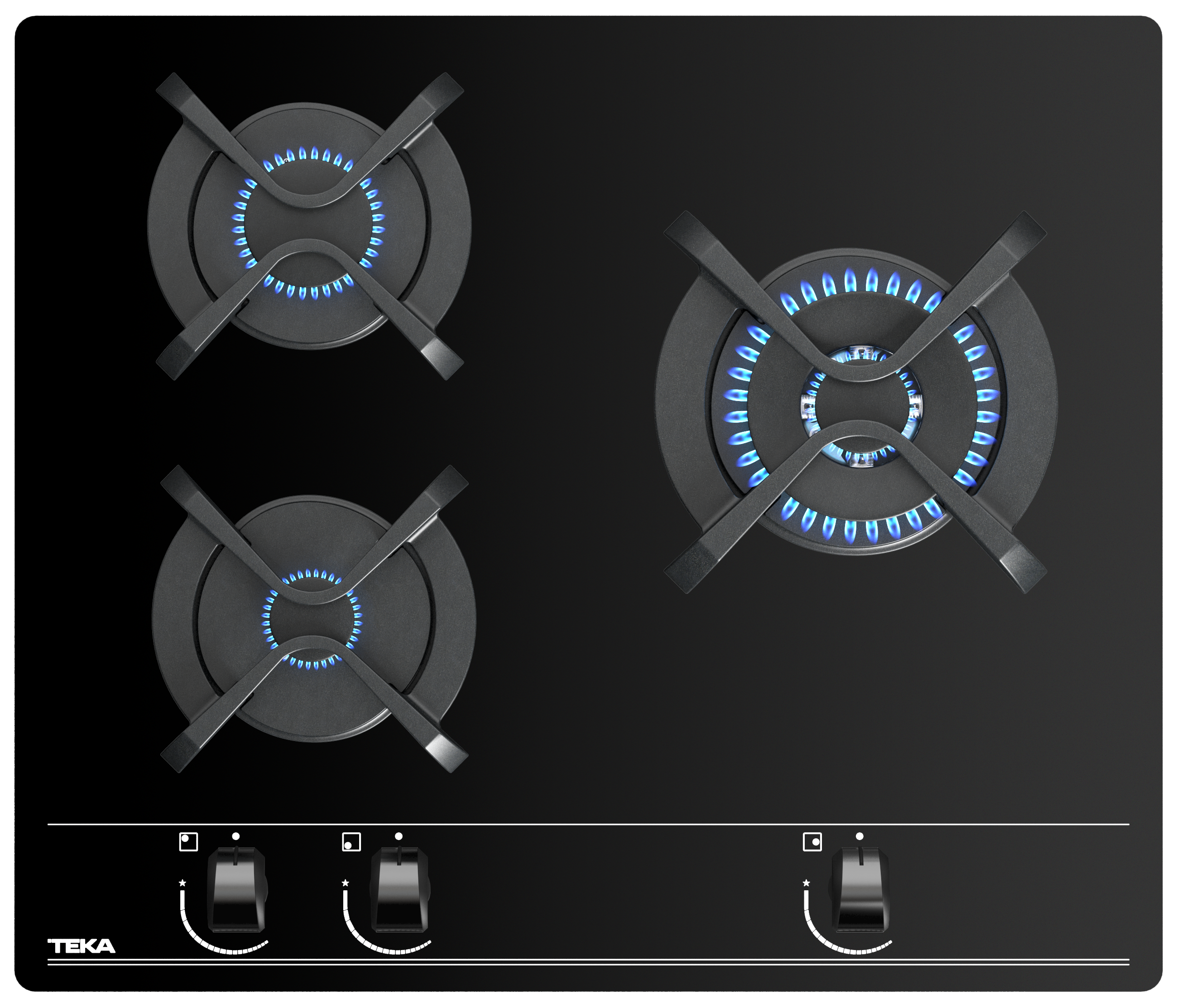 Placa de gas TEKA GBC 63010 KBN 3 zonas de cocción metano 60 vidrio ...