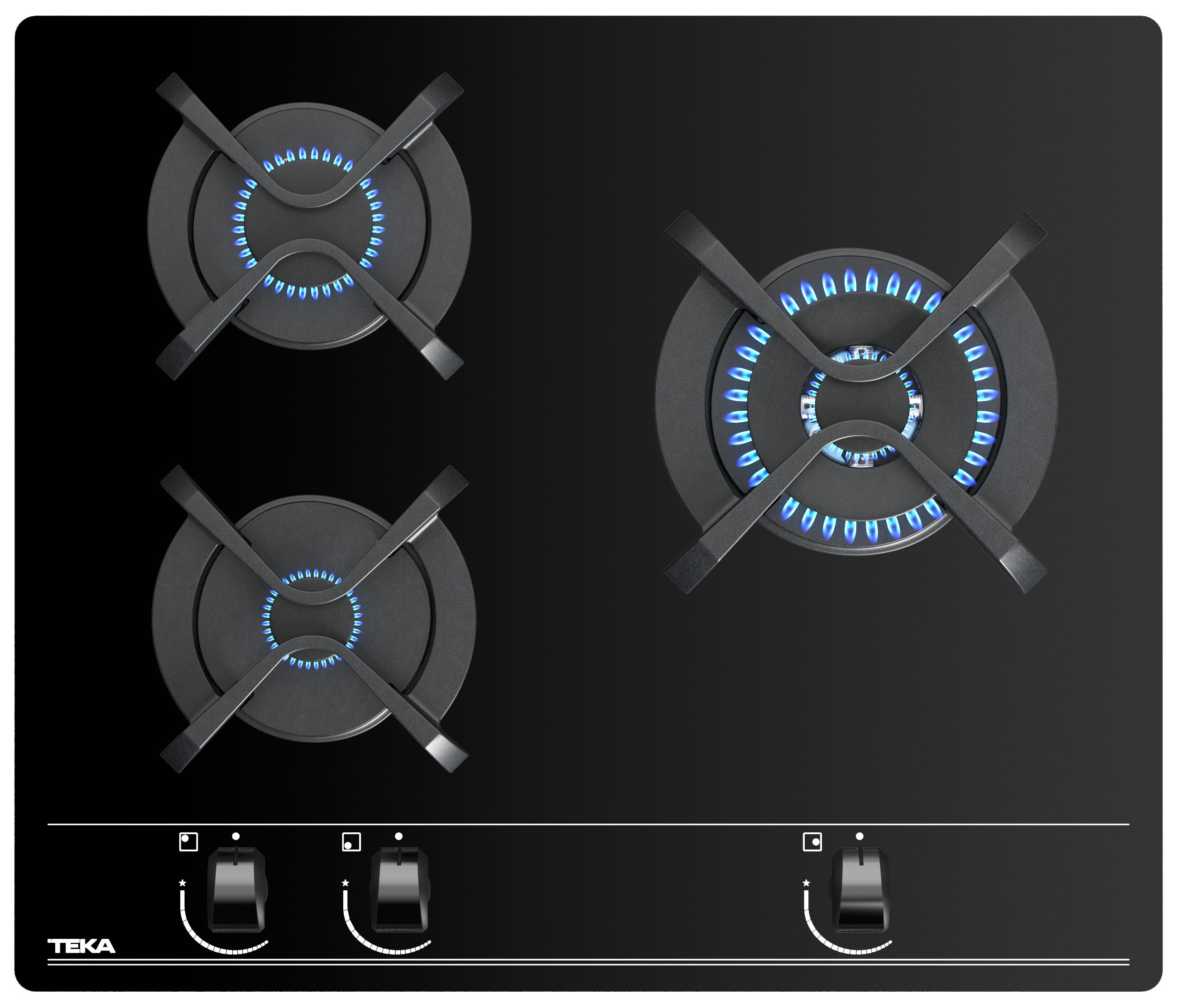 Placa de gas TEKA GBC 63010 KBN 3 zonas de cocción metano 60 vidrio ...