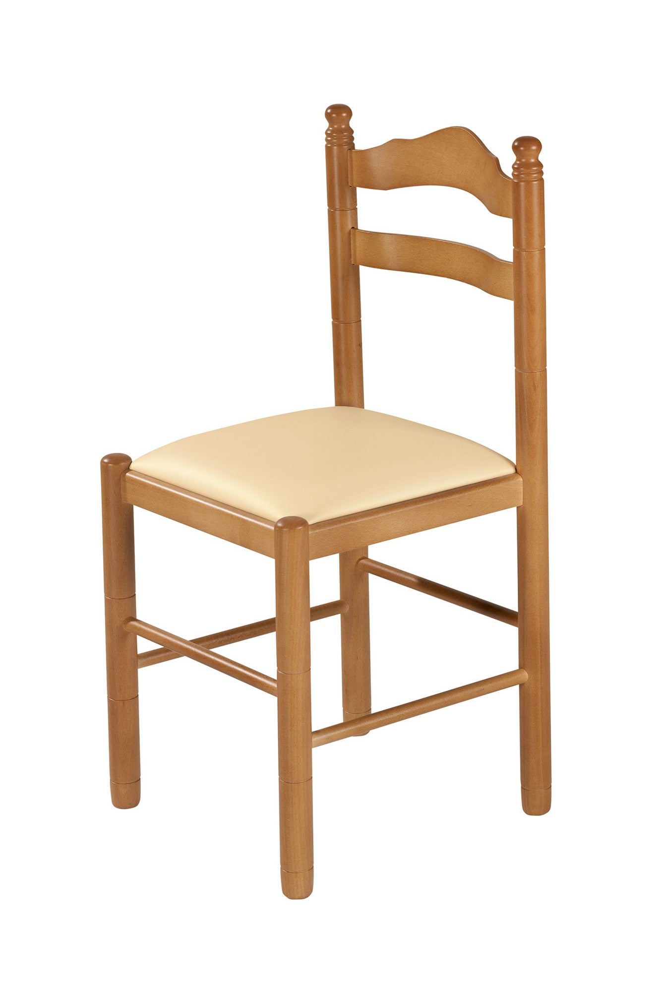 Silla monica barnizado cerezo asientopolipiel cremal