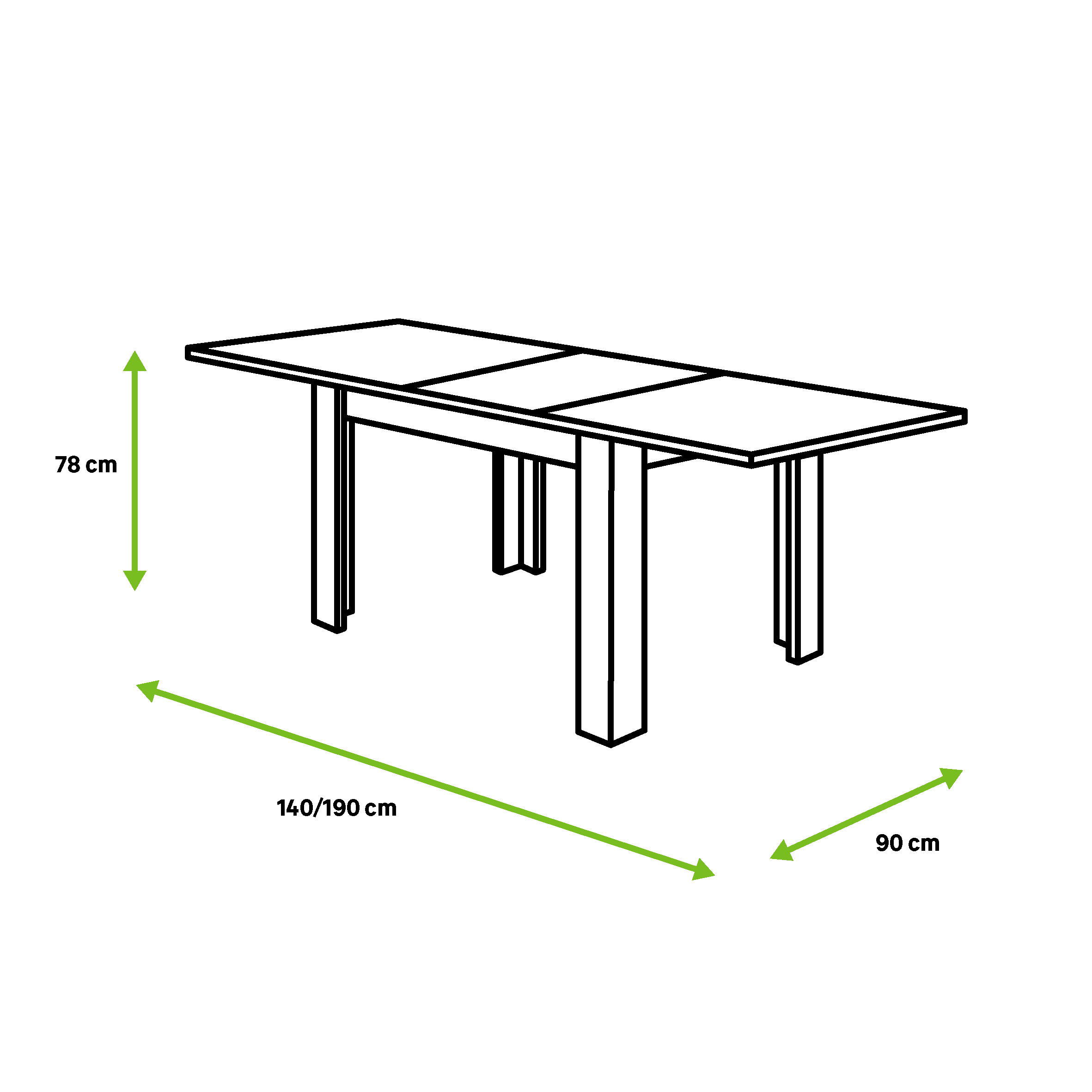 Mesa de comedor exten Kendra blanco cemento 190x78x90cm (largo máx.xaltoxancho) - 14
