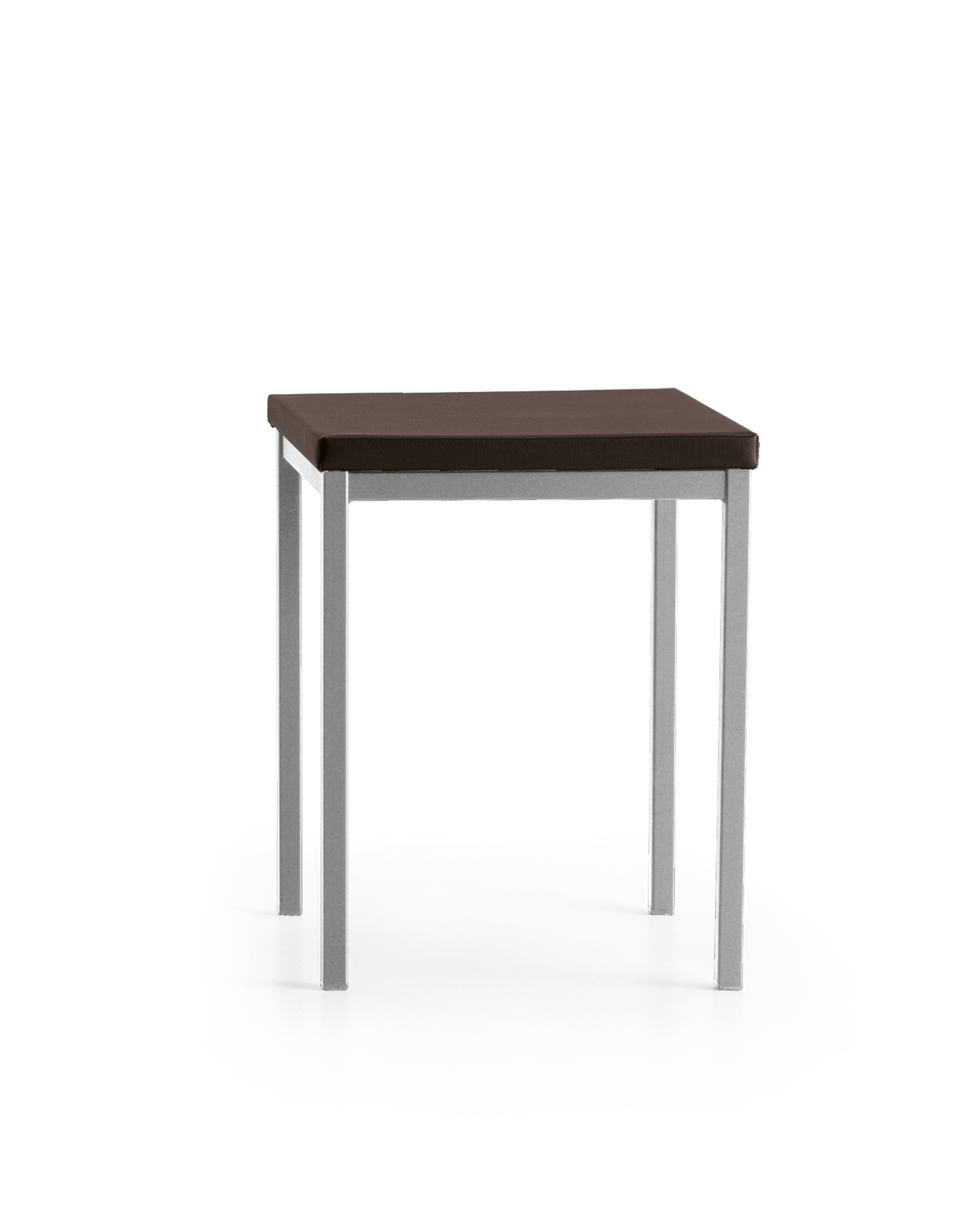 Taburete freddy metal plata asiento polipiel marrón