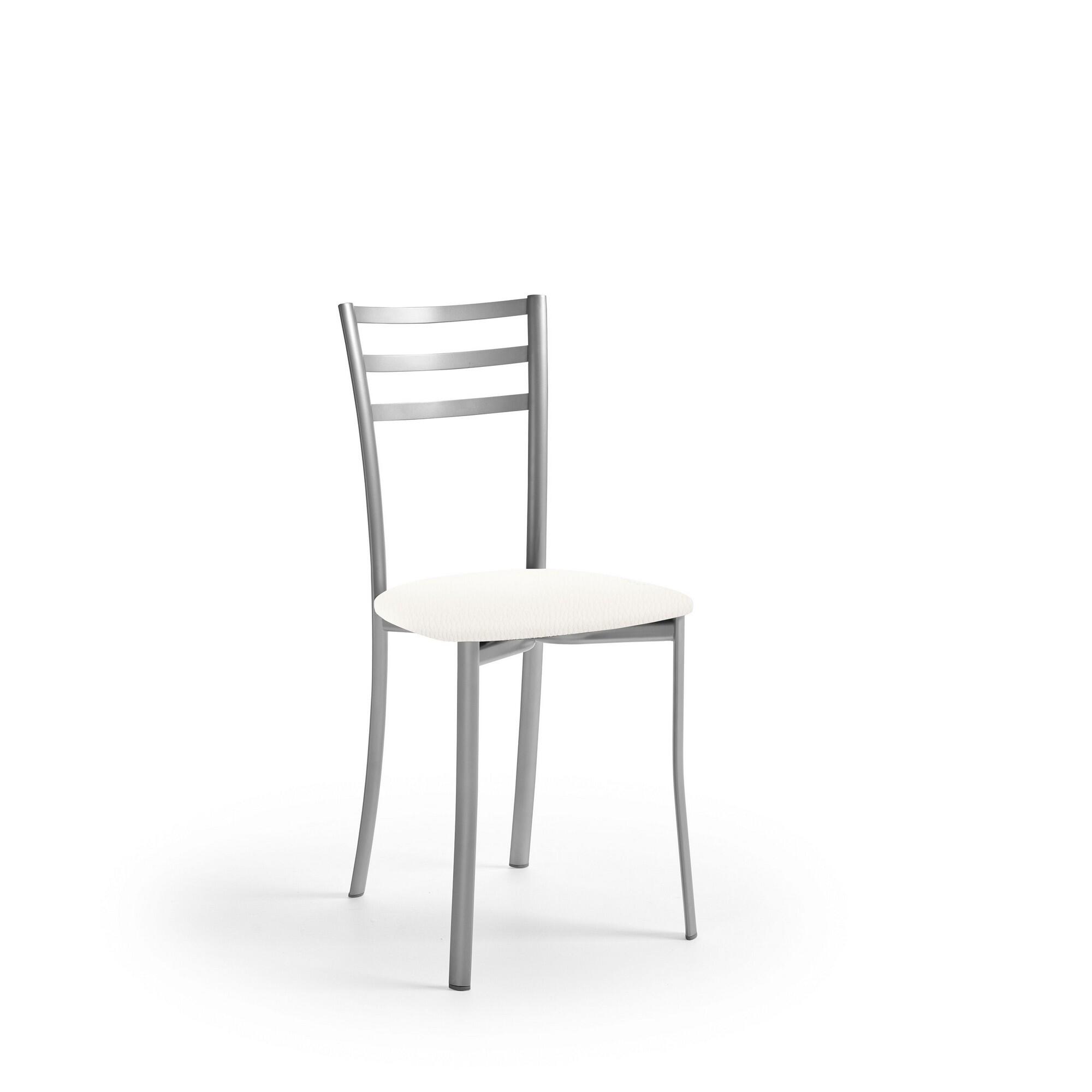 Silla kati armazon aluminio asiento polipiel blanco