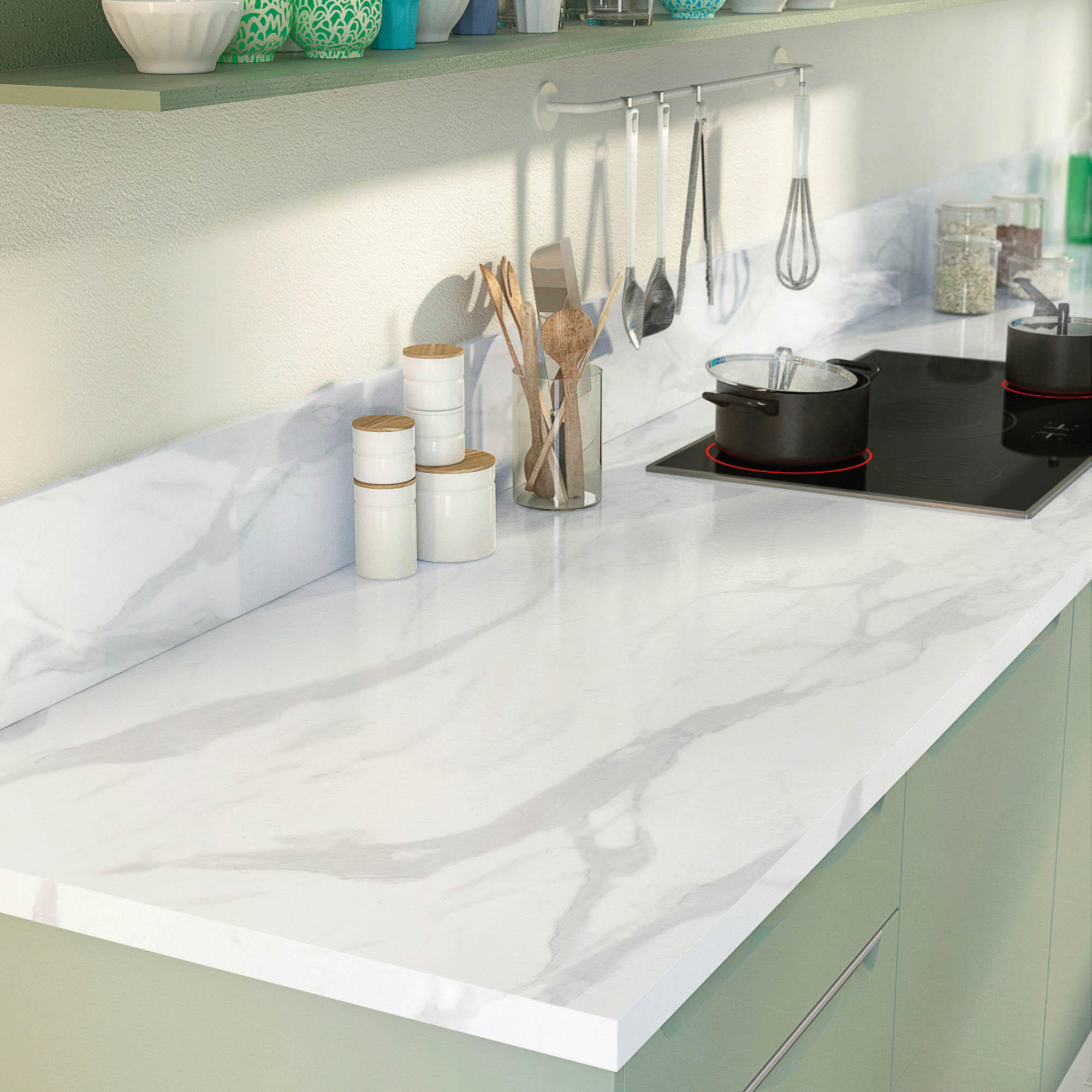 Tampo de bancada Hidro Marmol branco 360x63x3.8 cm BL6019 - 3