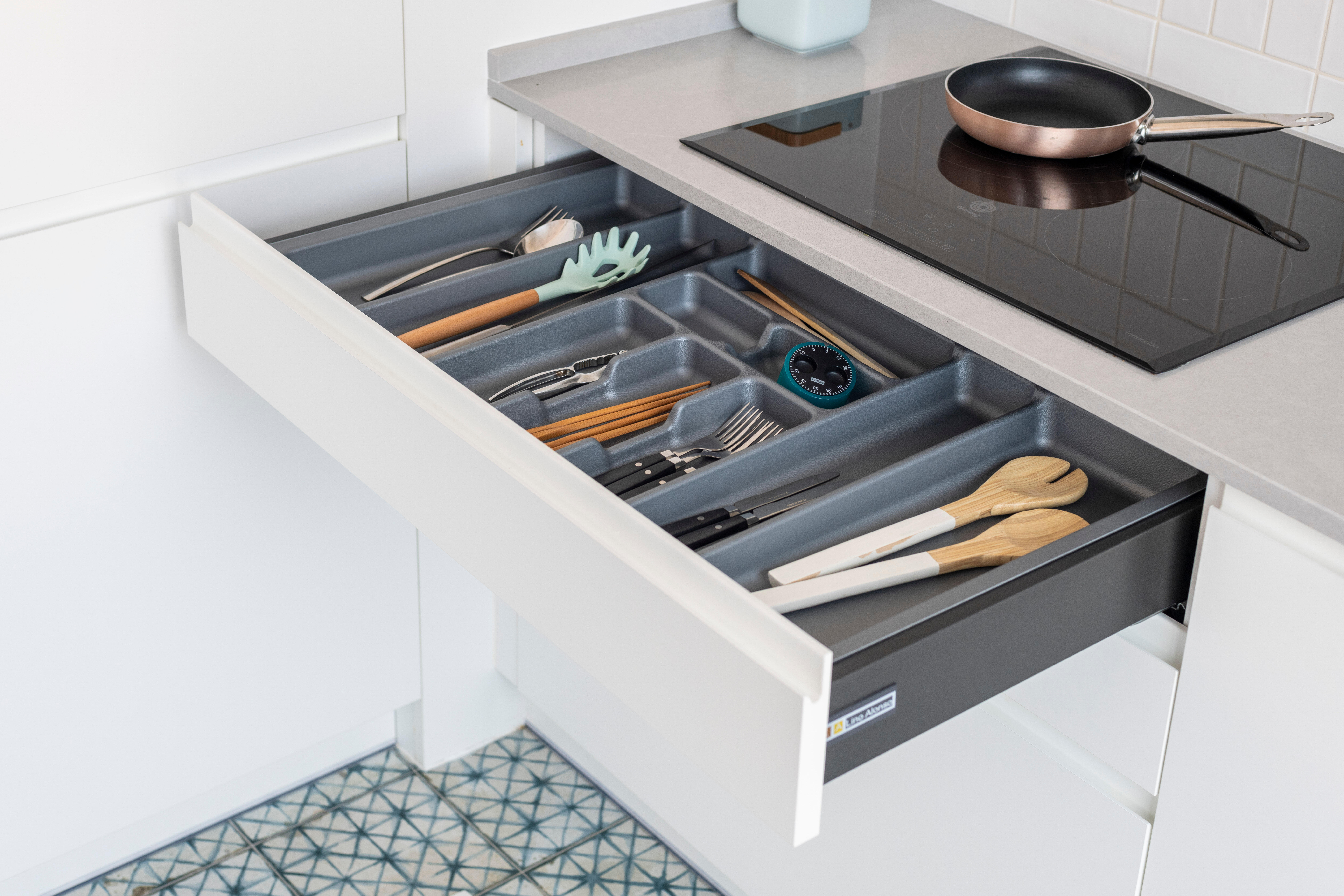 Porta-talheres Delinia para gaveta 80 cm cinza - 2