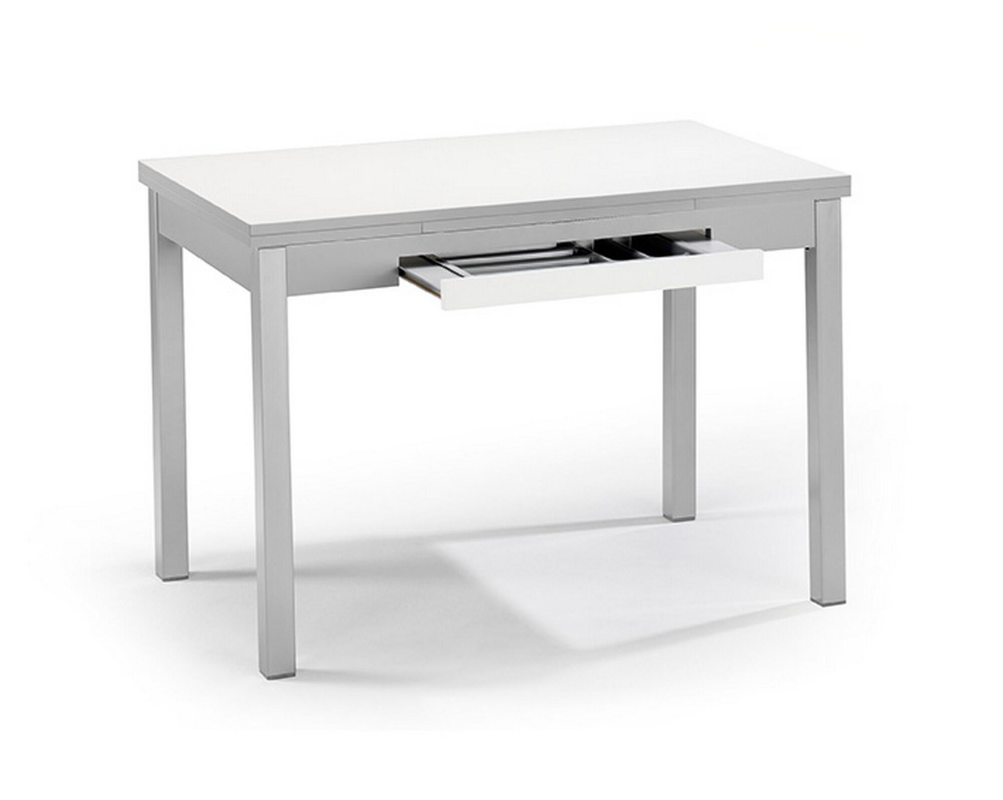 Mesa meri laminada blanca armazón y patas aluminio 120x80