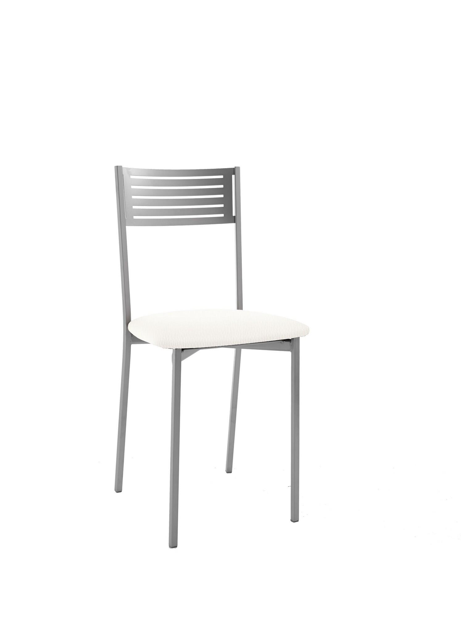 Silla kris armazon aluminio asiento polipiel blanco