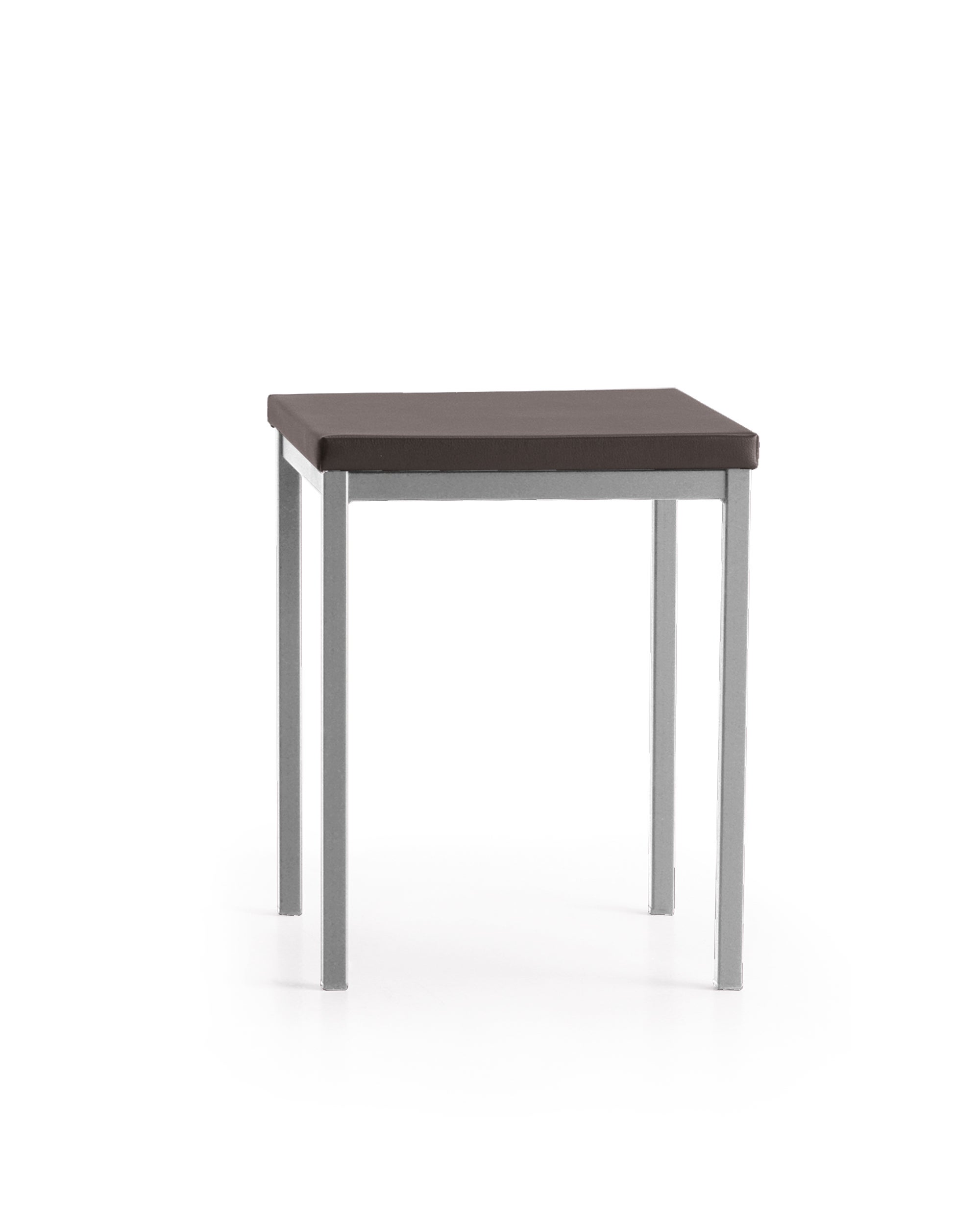 Taburete freddy metal plata asiento polipiel sepia