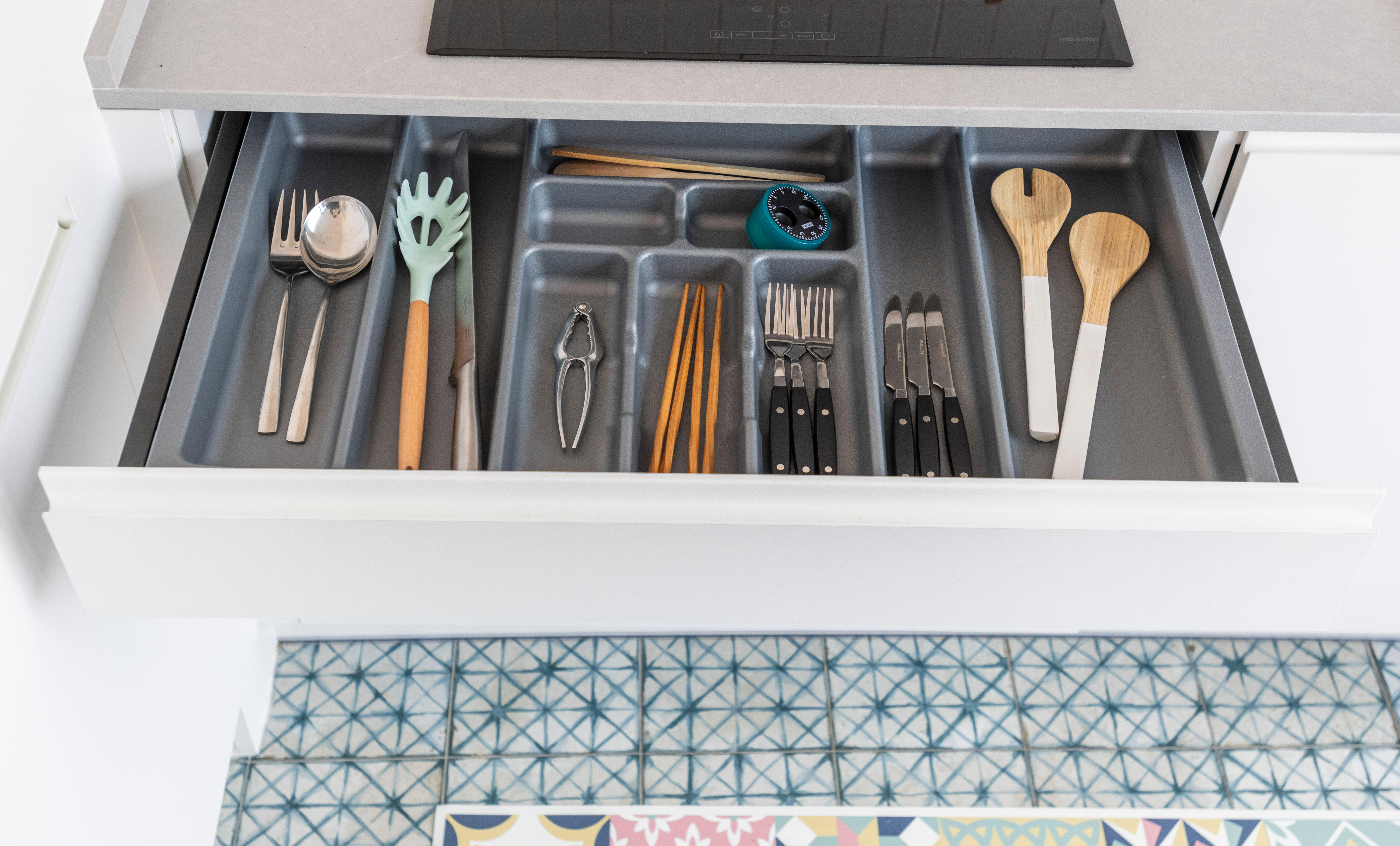 Porta-talheres Delinia para gaveta 80 cm cinza - 3