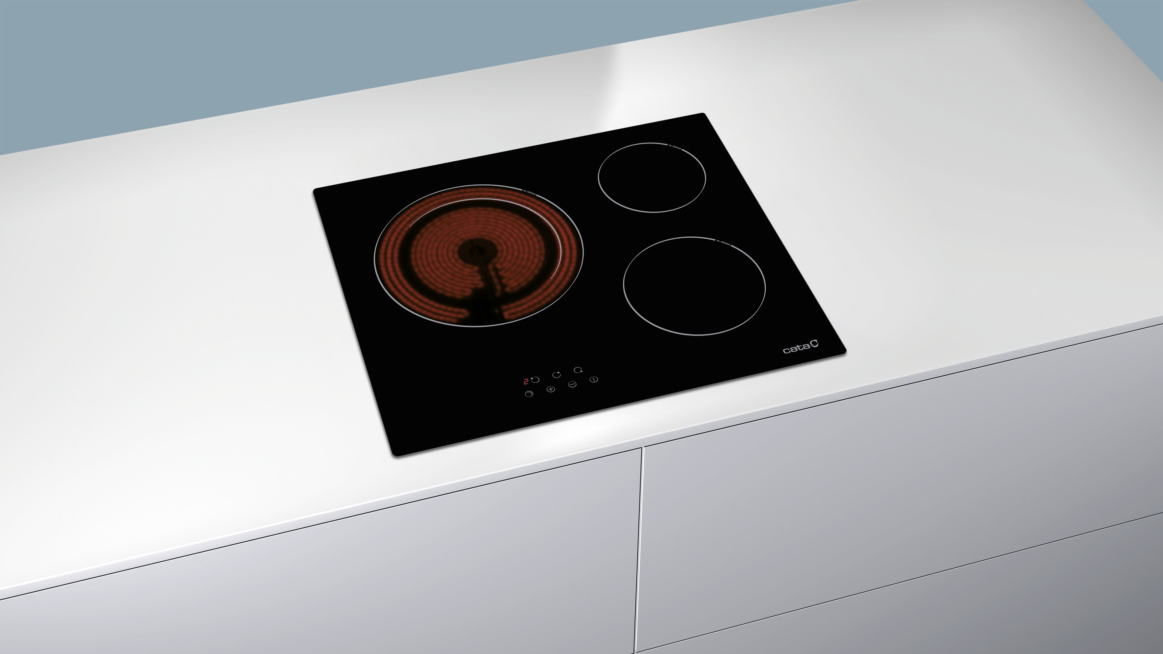 Placa vitrocerámica CATA TDHN 603 con 3 zonas de cocción zona grande de 27cm 5400 W negro 60cm - 6