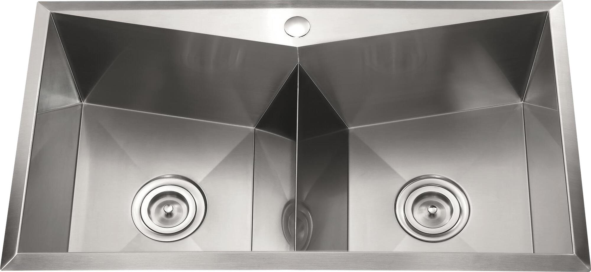Fregadero 2 senos de acero inox rectangular andemen 82 x 45 cm
