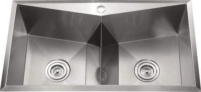 Fregadero cocina Andemen Merc sobre encimera 2 senos con sifón 82x45 cm acero inox mueble a partir de 90 cm