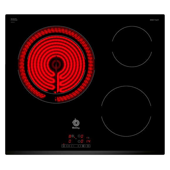 Placa vitrocerámica balay 3eb715lr con 3 zonas de cocción 5700 w