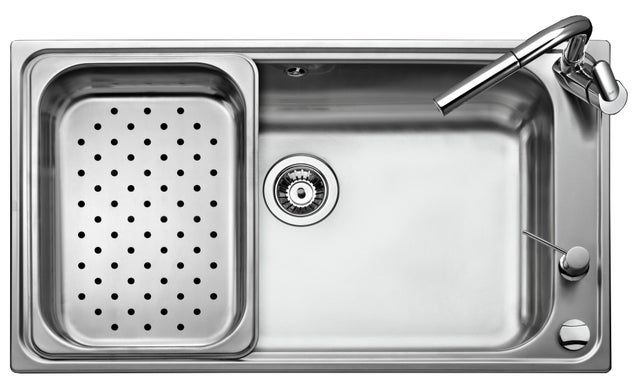 Fregadero cocina Teka Bahia sobre encimera 1 seno con sifón 86x50 cm acero inox mueble a partir de 90 cm