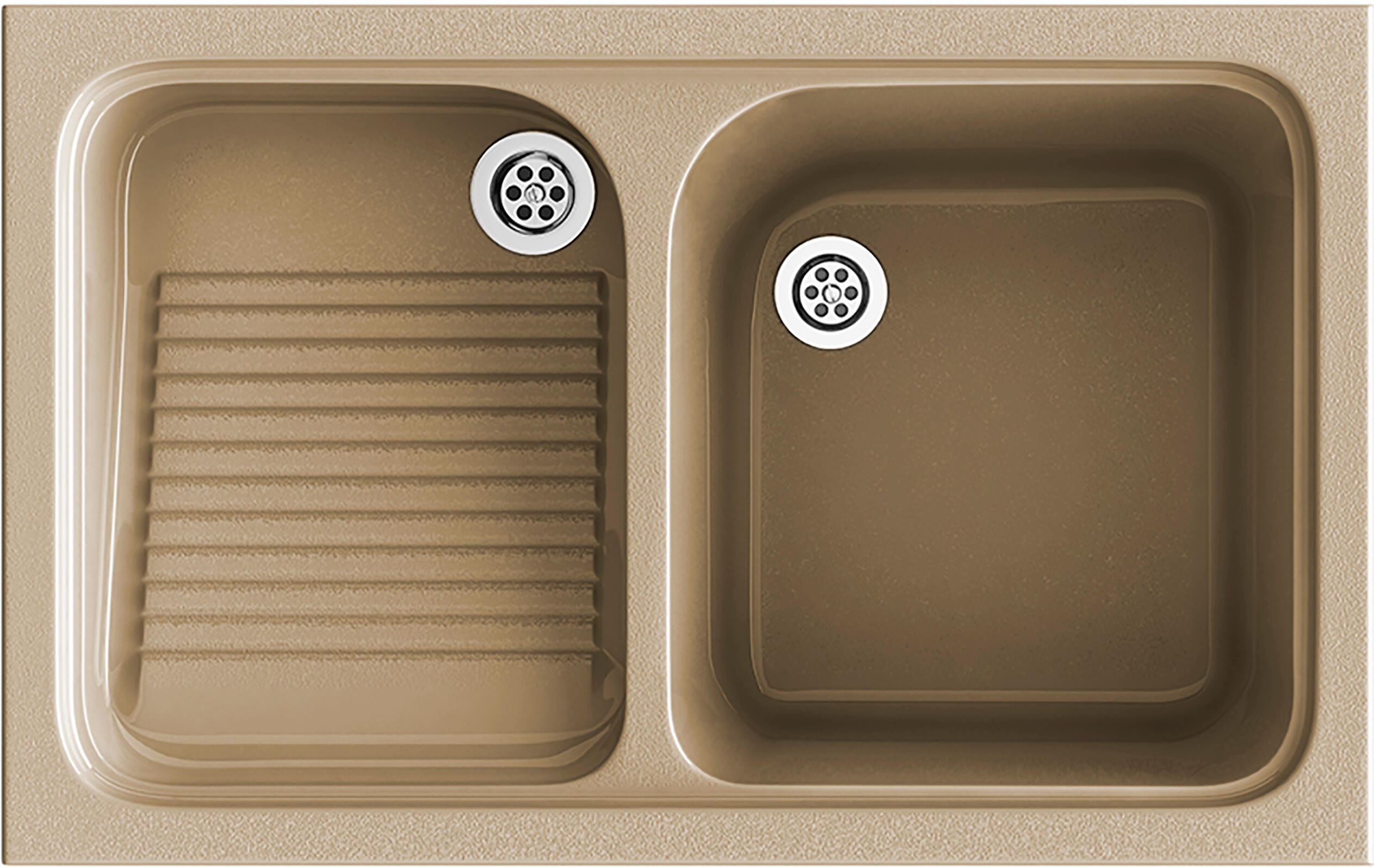 Lavadero 2 senos con escurridor de resina rectangular poalgi basic 80.2 x 55 cm