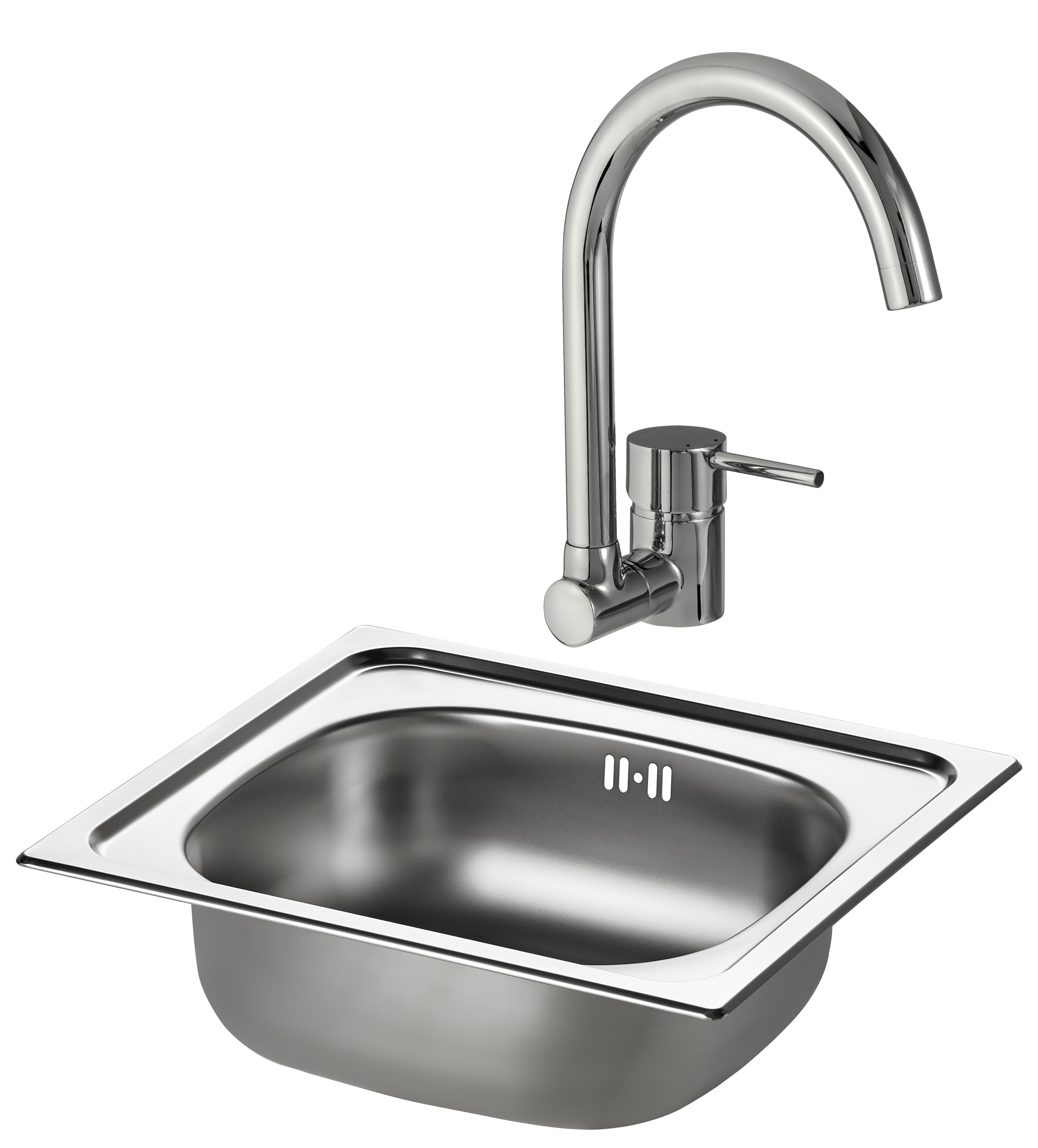 Conjunto fregadero como 46,5 x 43 cm y grifo caño abatible delinia