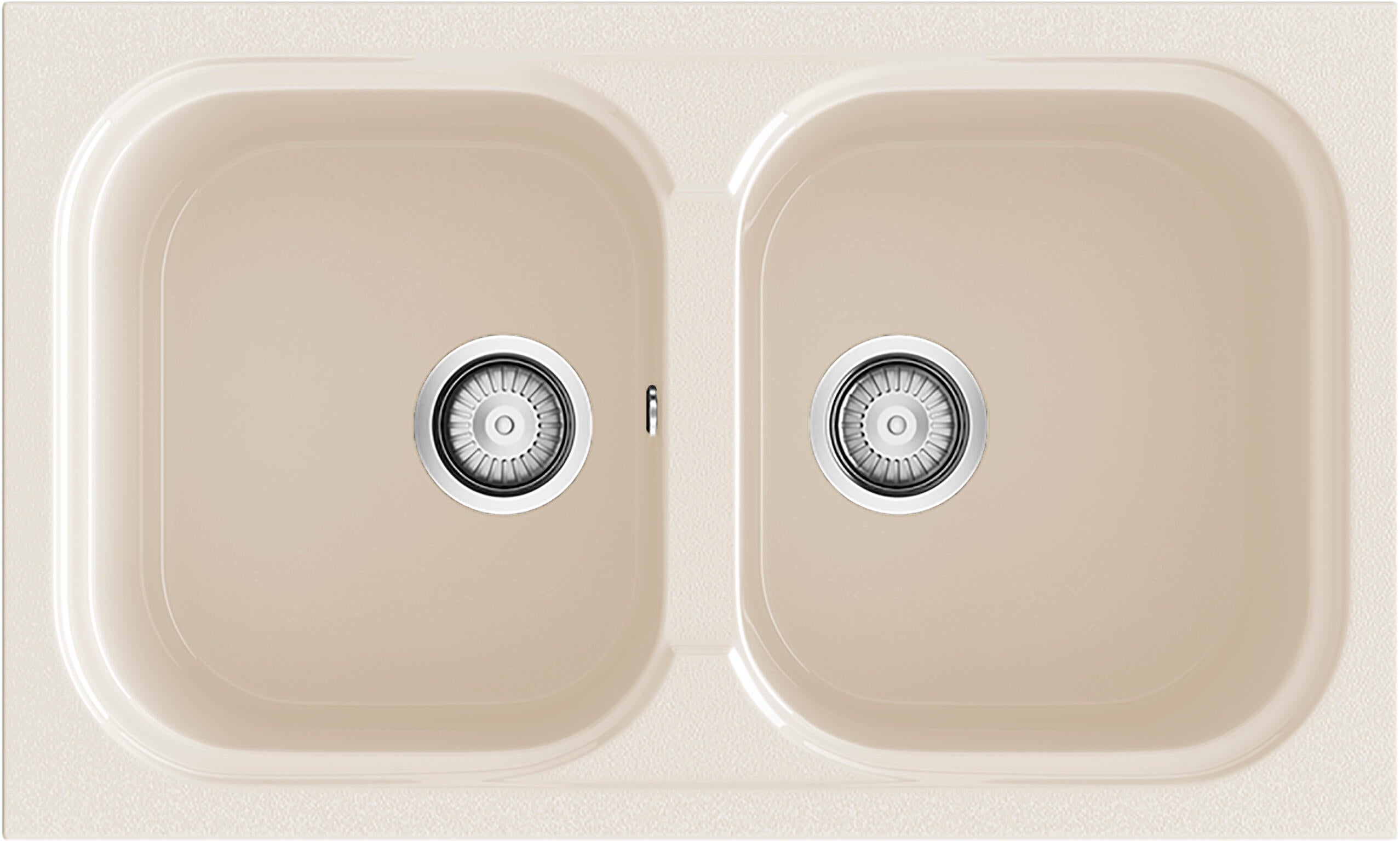Fregadero cocina poalgi basic sobre encimera 2 senos 80x44 cm resina beige mueble a partir de 80 cm