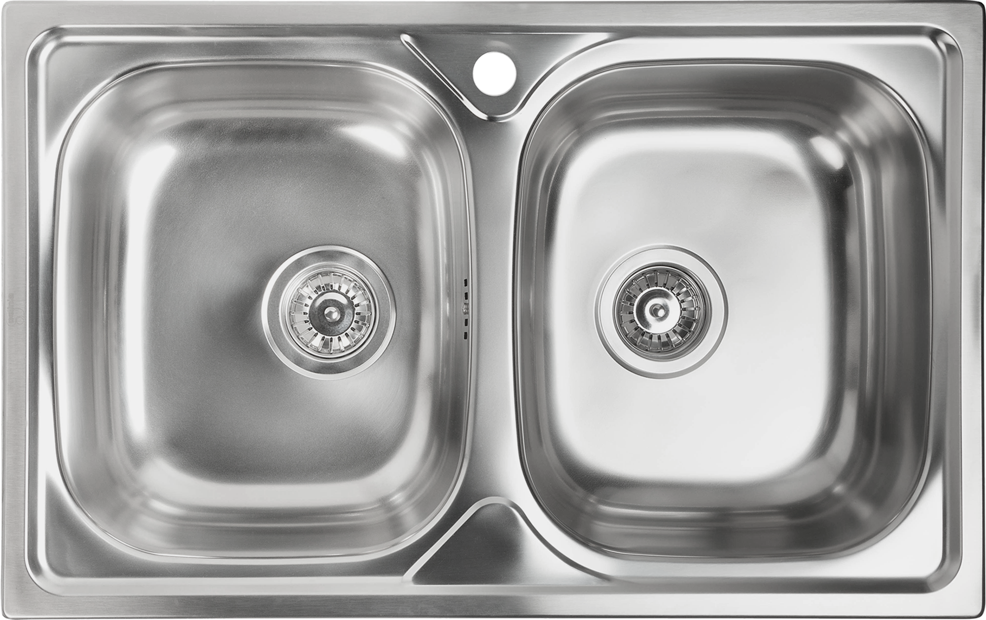 Fregadero 2 senos de acero inox rectangular delinia porto 80x50 cm