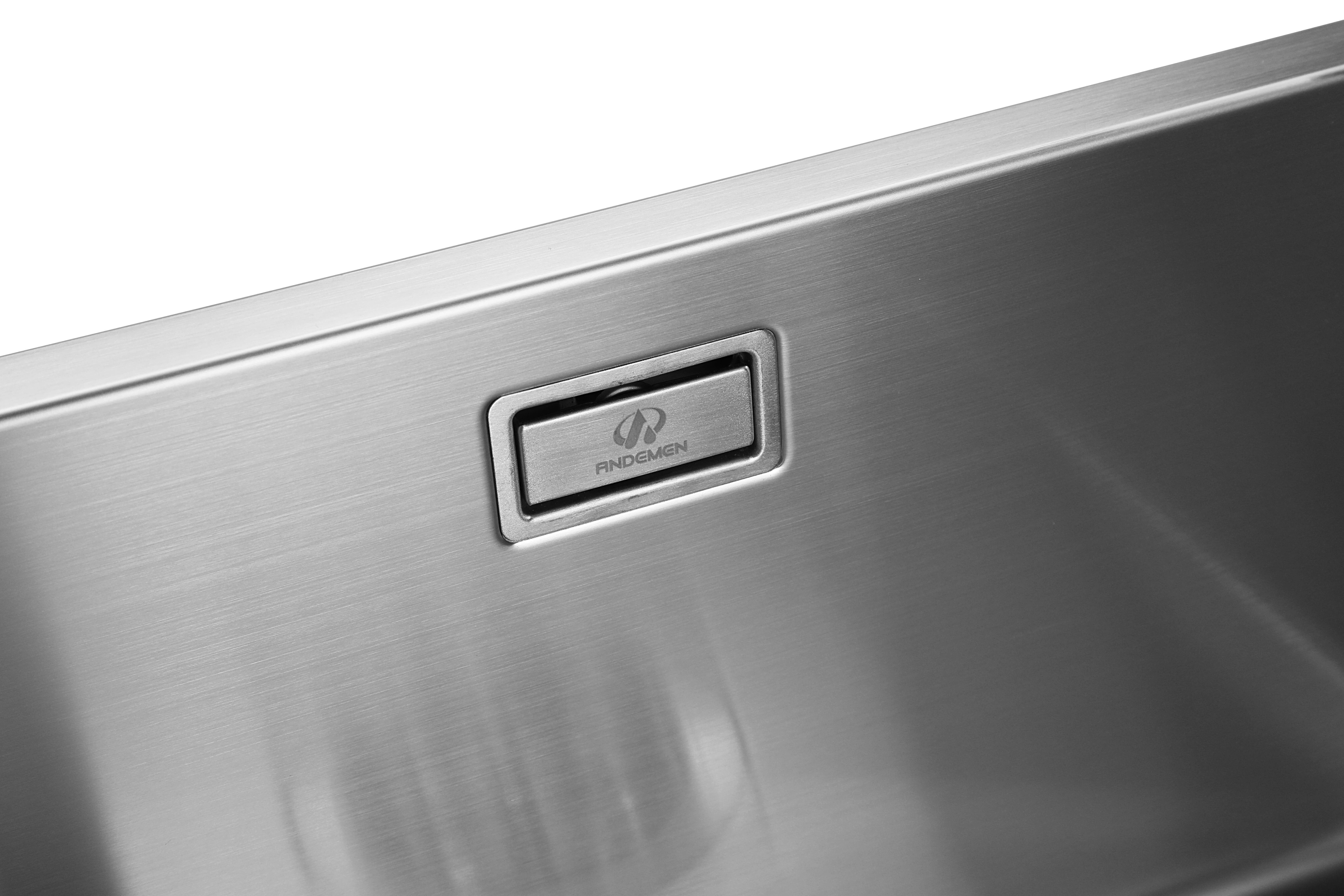 Lava-louça 1 cuba sem escorredor 44 x 44 cm inox cinza Andemen Marte - 11