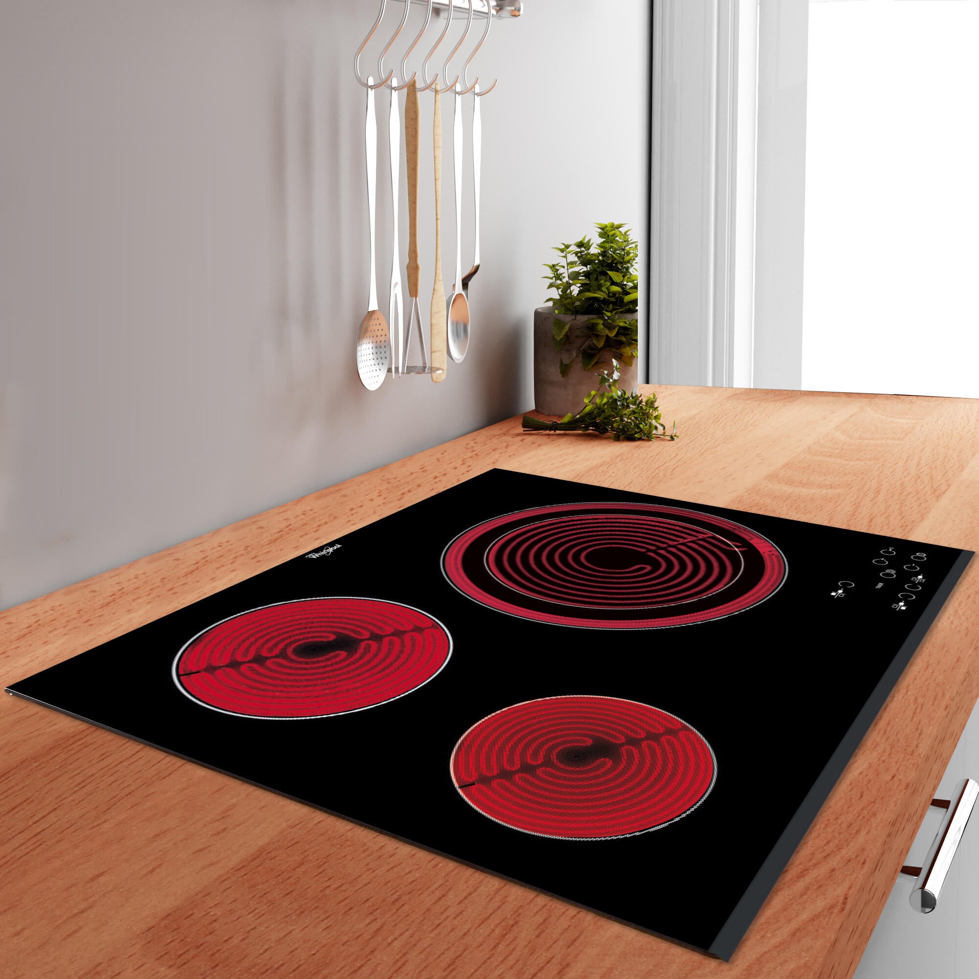 Placa vitrocerámica WHIRLPOOL AKT 807/BF con 3 zonas de cocción zona grande de 28cm 5600 W negro 60cm - 3