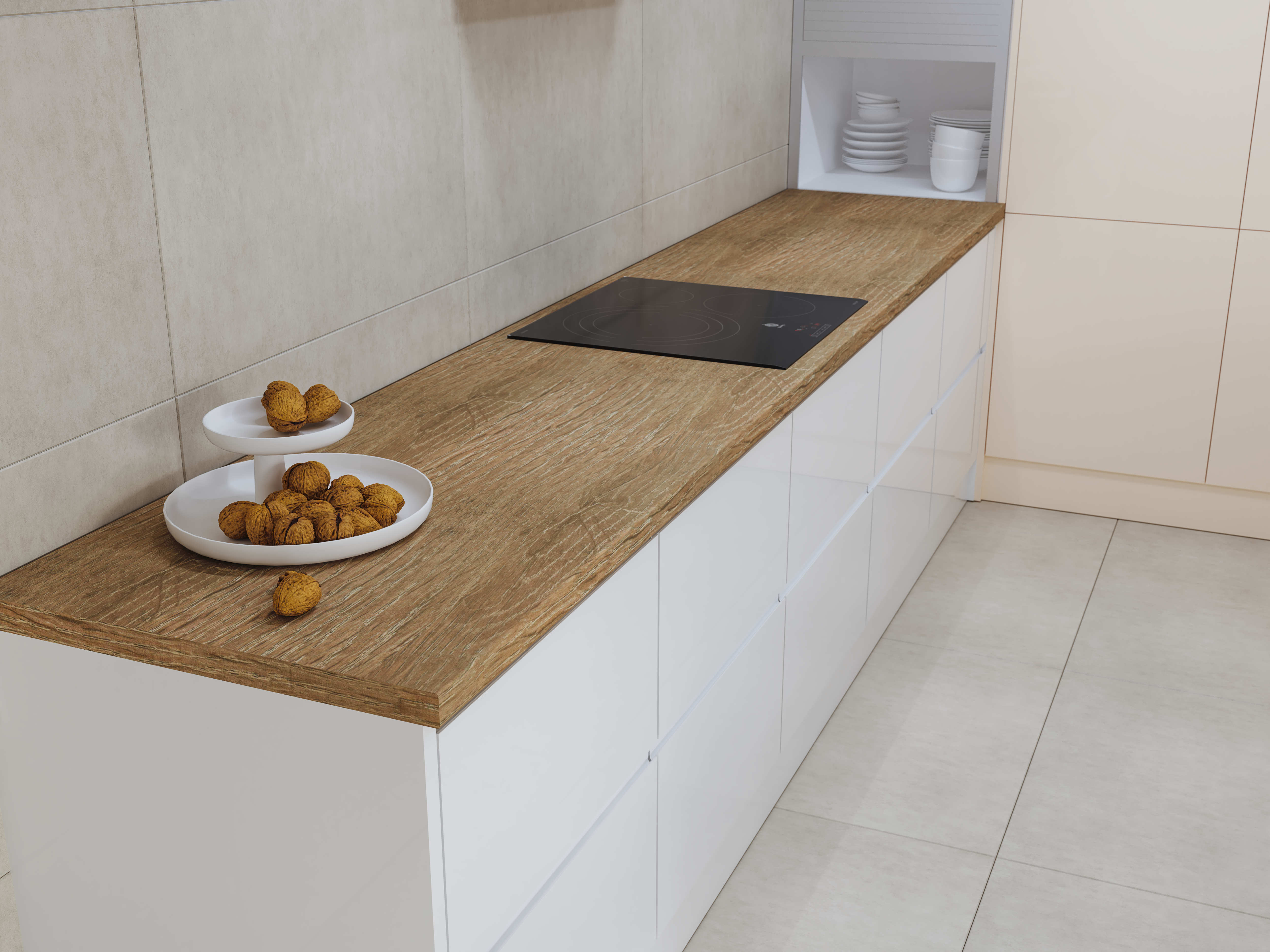 Encimera de cocina laminada Sevilla roble 360x63 cm espesor 30mm - 6