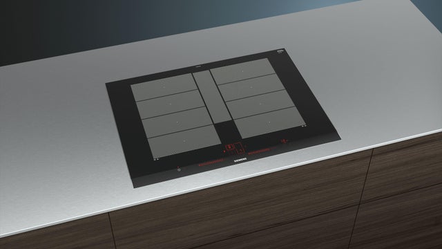 Placa de inducción SIEMENS EX775LYE4E con 4 zonas de cocción y zona flex 7400 W negro 71cm