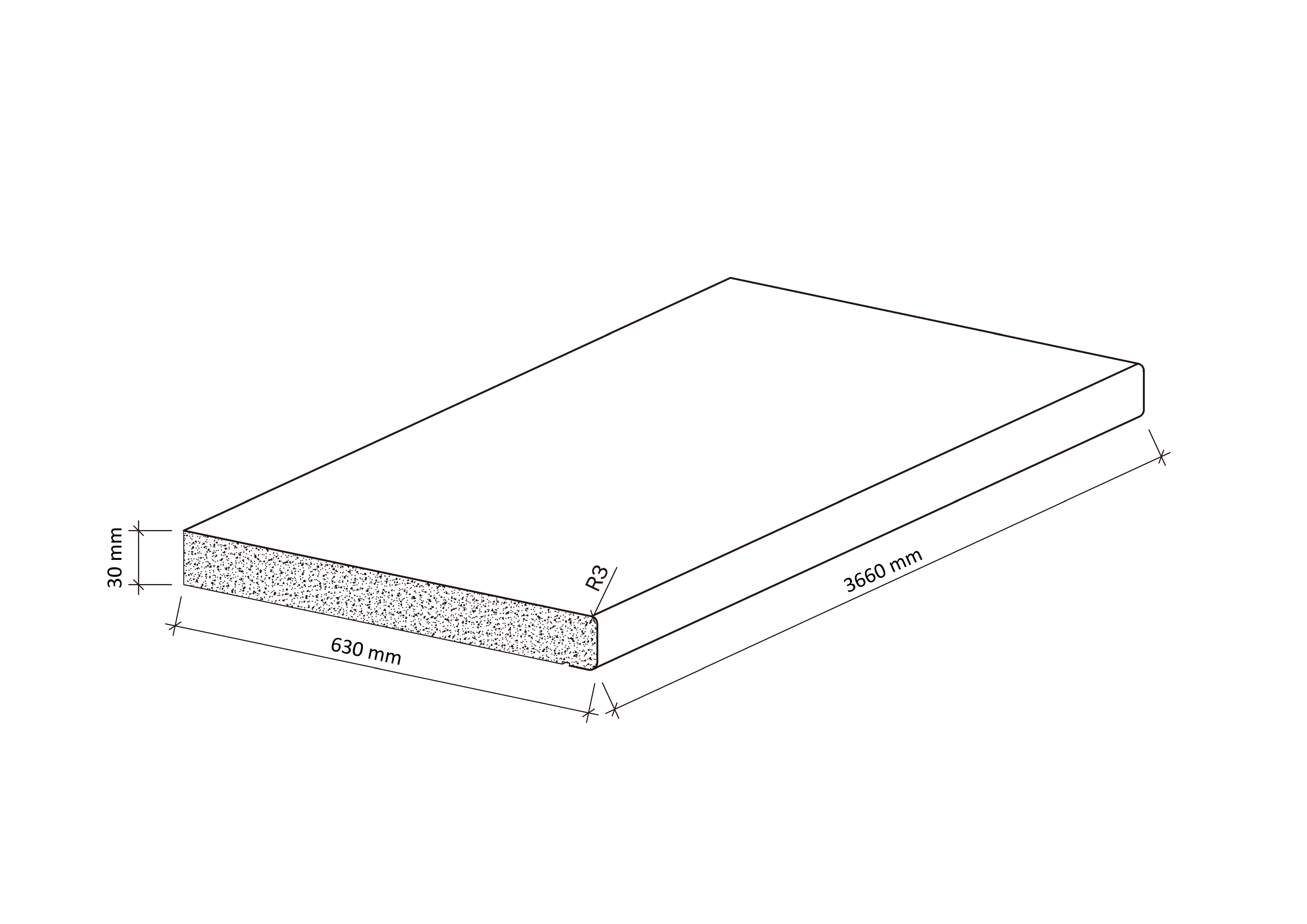 Encimera de cocina laminada Sevilla roble 360x63 cm espesor 30mm - 2