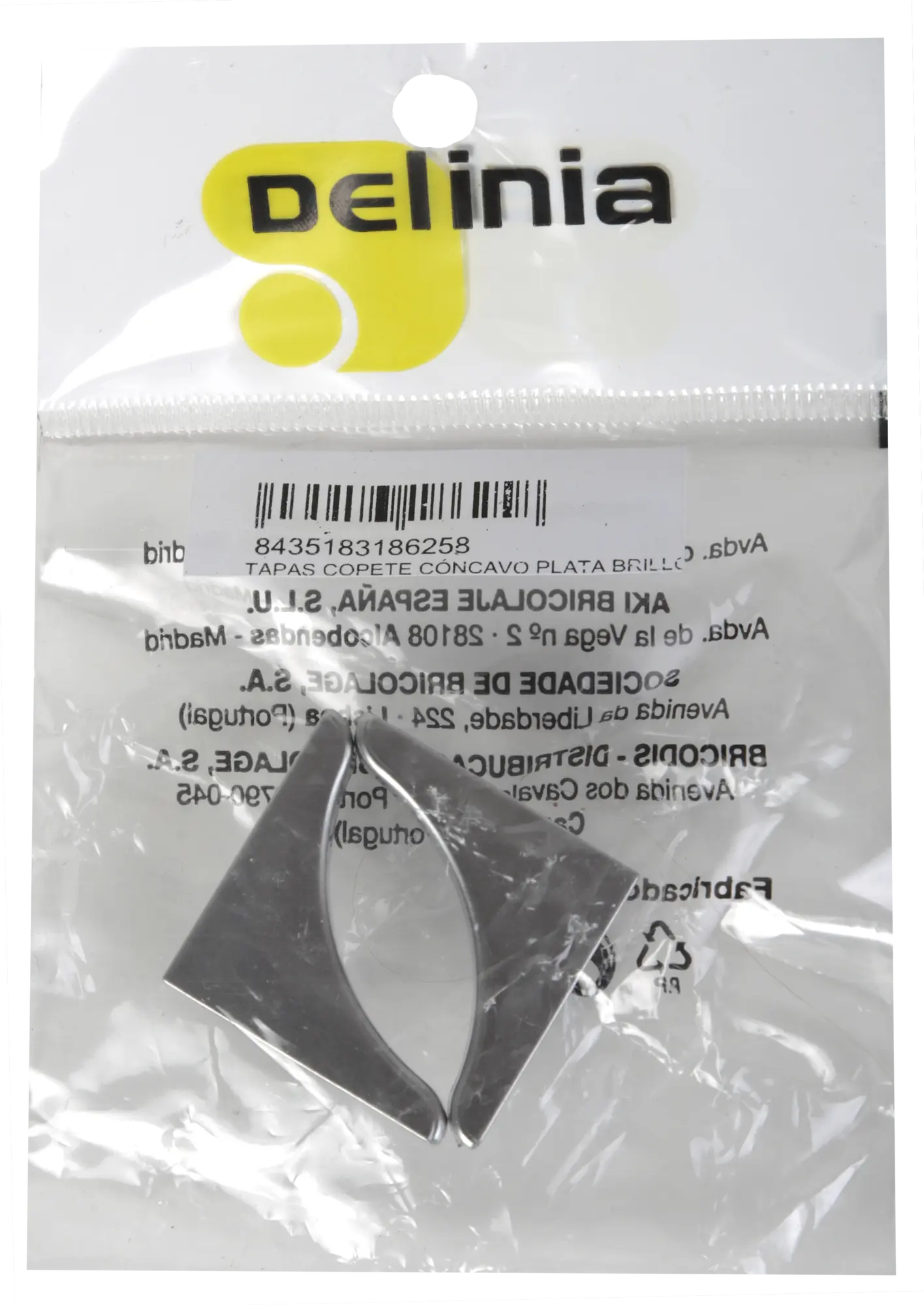 Terminais de copete concavo prata brilho - 3