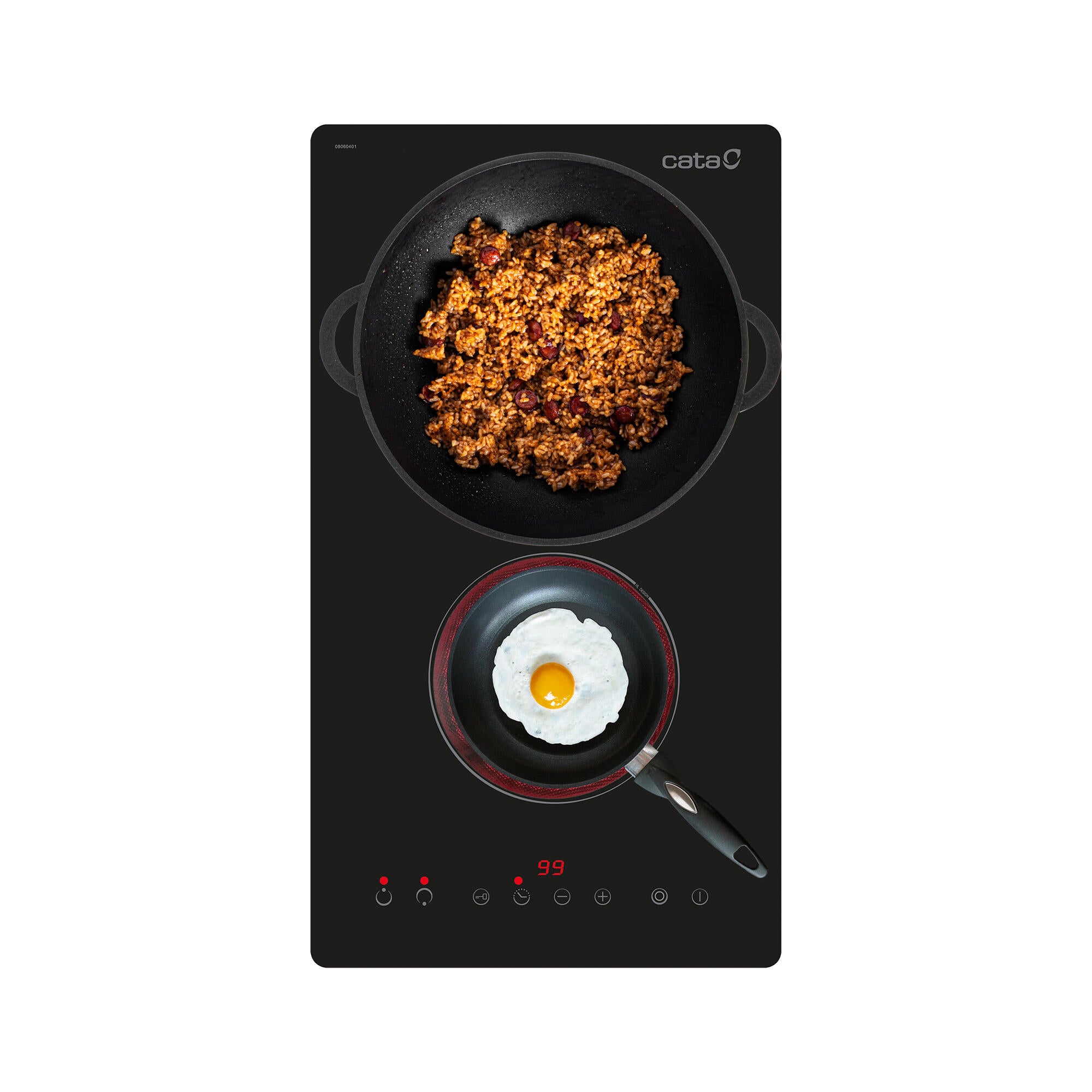 Placa vitrocerámica CATA TD 3002 BK /B con 2 zonas de cocción zona grande de 18cm 3200 W negro 30cm - 4