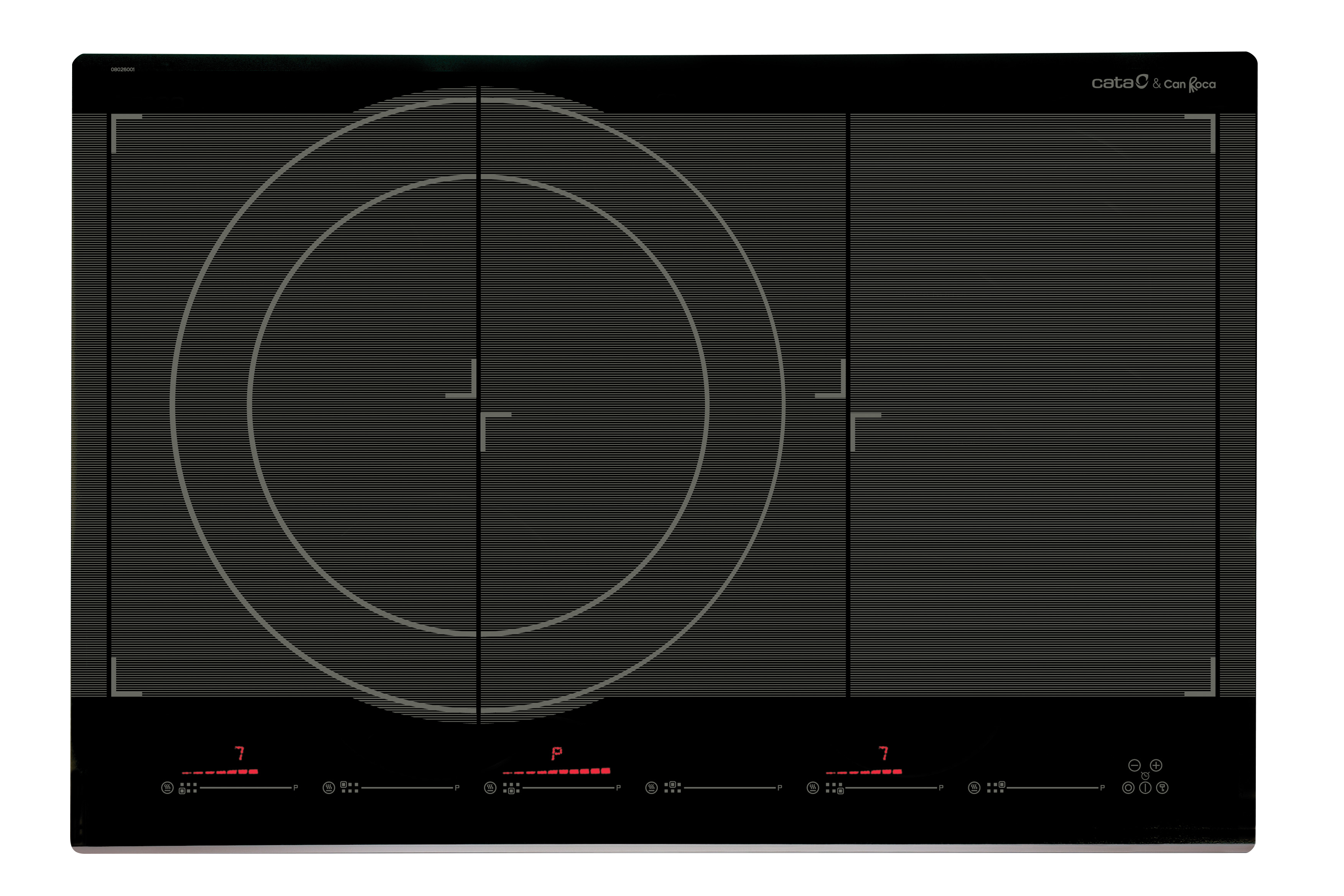 Cata  Placa De Inducción Giga 750 Bk Con 6 Zonas De Cocción Zona Grande De 21Cm Y Zona Flex 11000 W 80Cm Negro , Leroy Merlin
