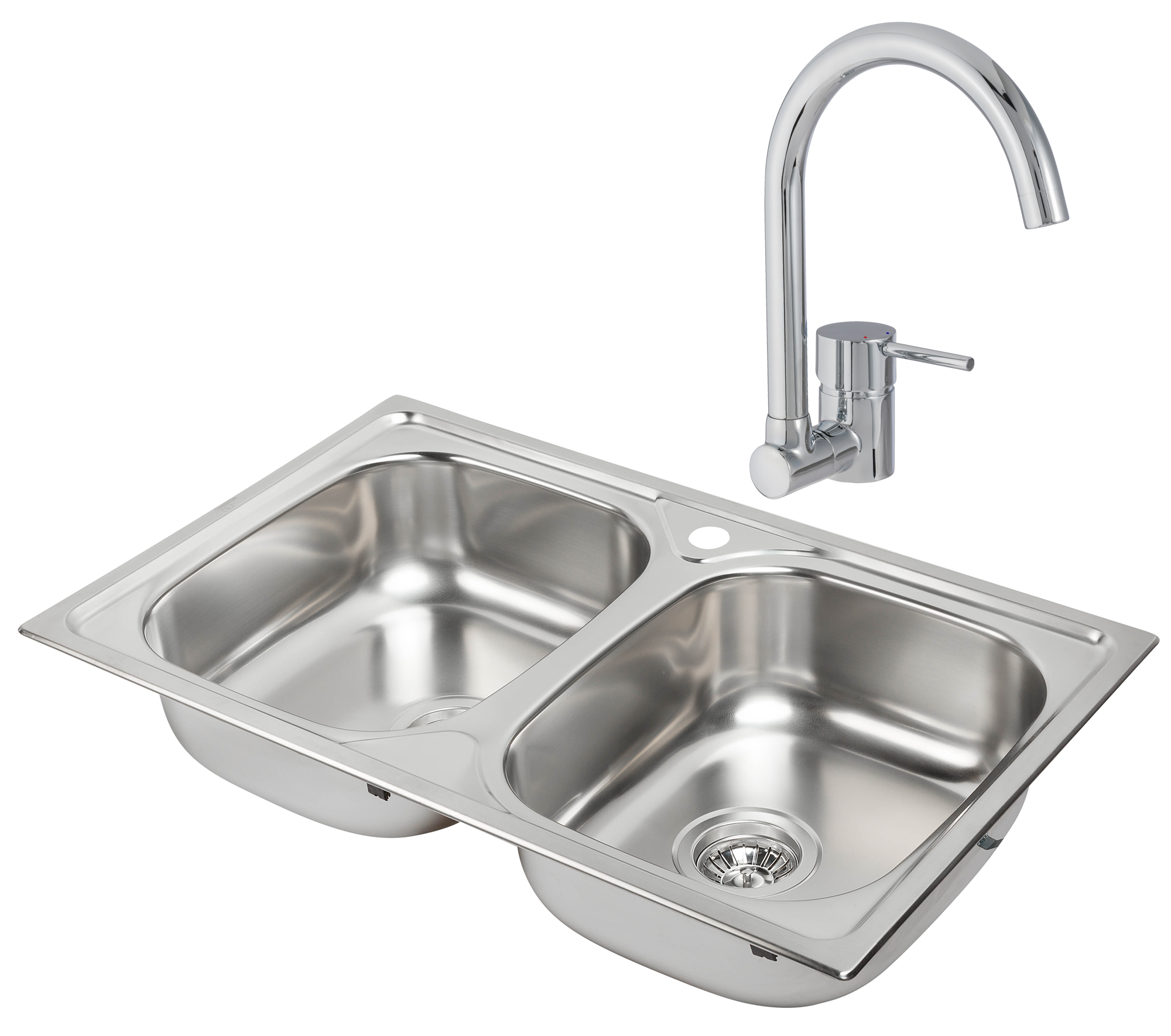 Conjunto fregadero porto 80 x 50 cm y grifo caño abatible delinia