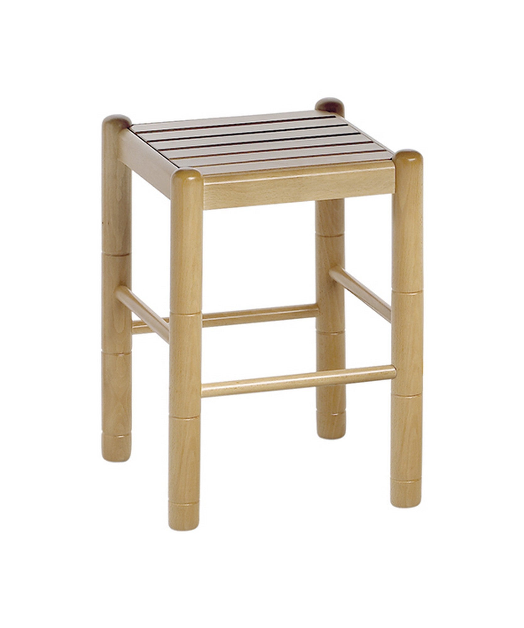 Taburete bajo de cocina monica barnizado natural asiento tablilla natural