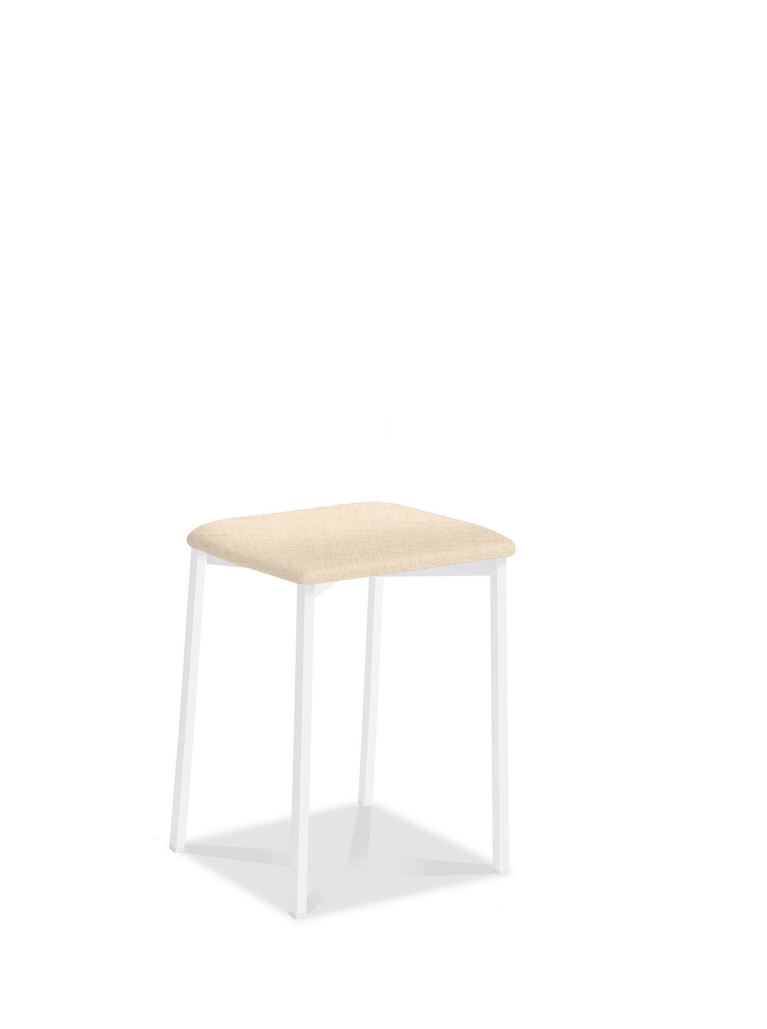 Taburete de estructura color blanco texturizado y asiento arena de 33 x 47 cm