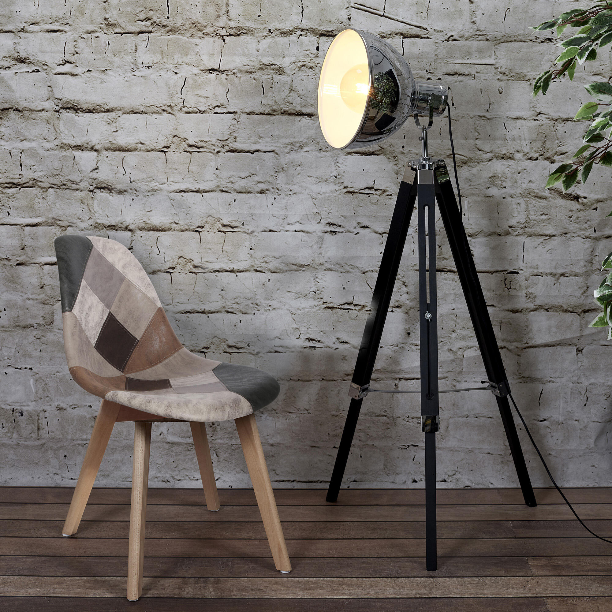 Set 4 sillas de comedor Patchwork multicolor (tonos marrón) - 7