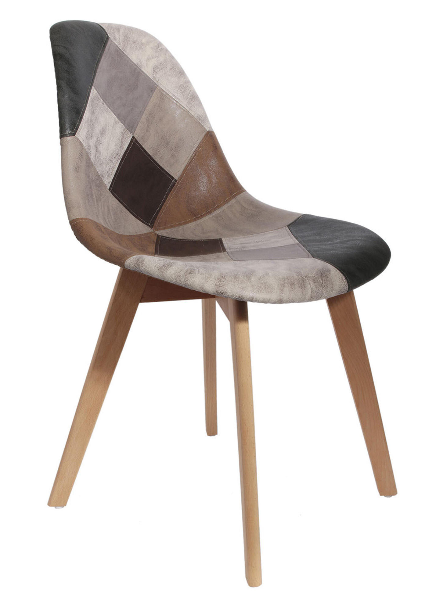 Set 4 sillas de comedor Patchwork multicolor (tonos marrón) - 2