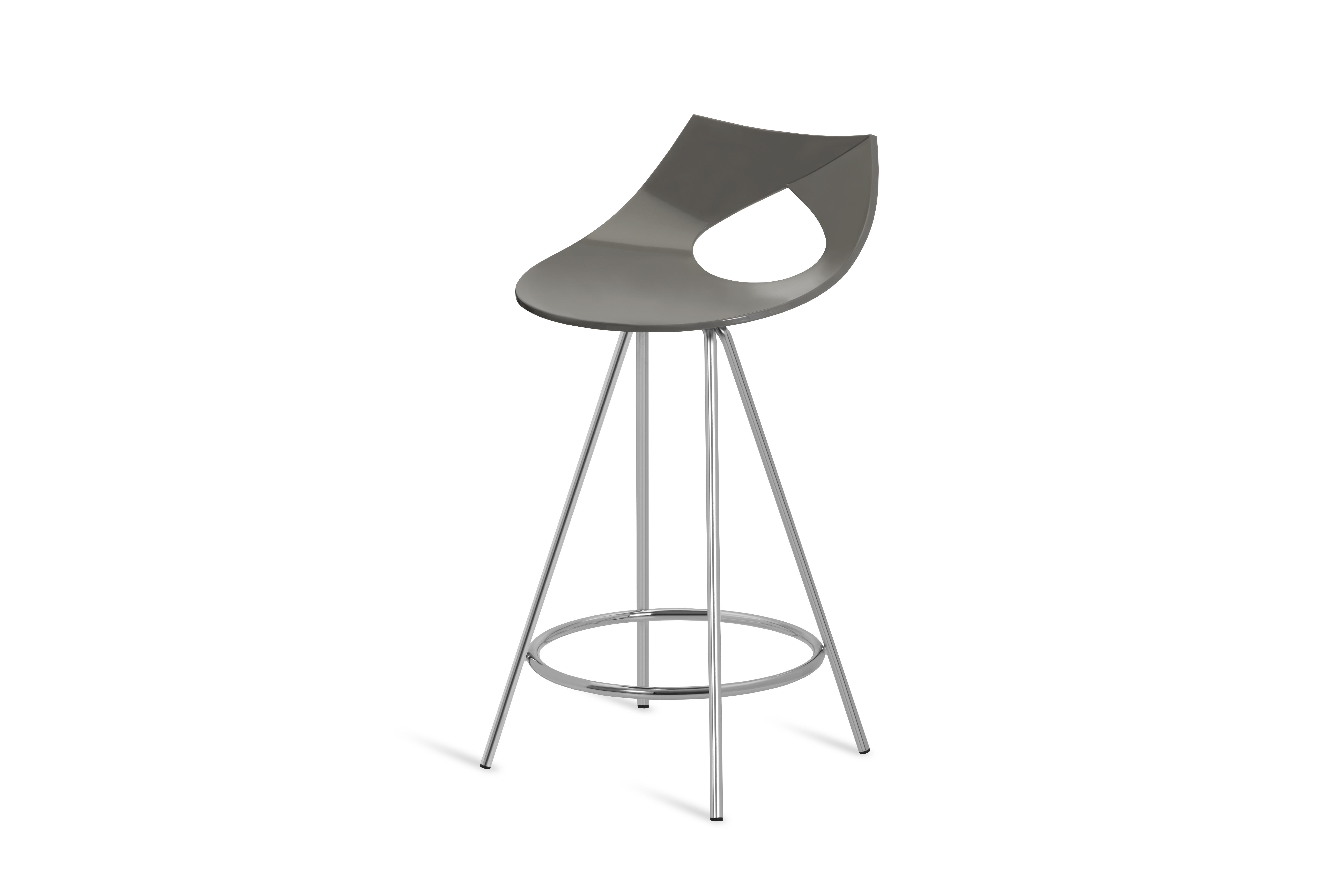 Taburete alto aqua gris y base de metal