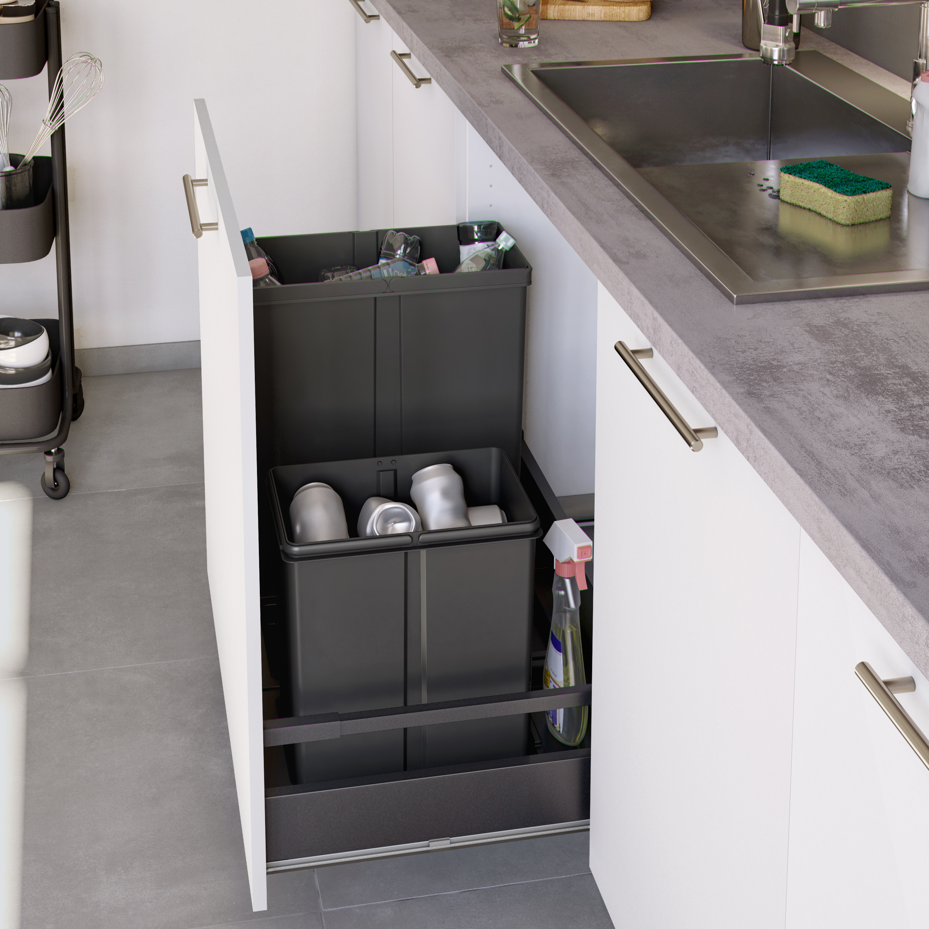 Balde de lixo DELINIA 24L CINZA E PRETO - 9