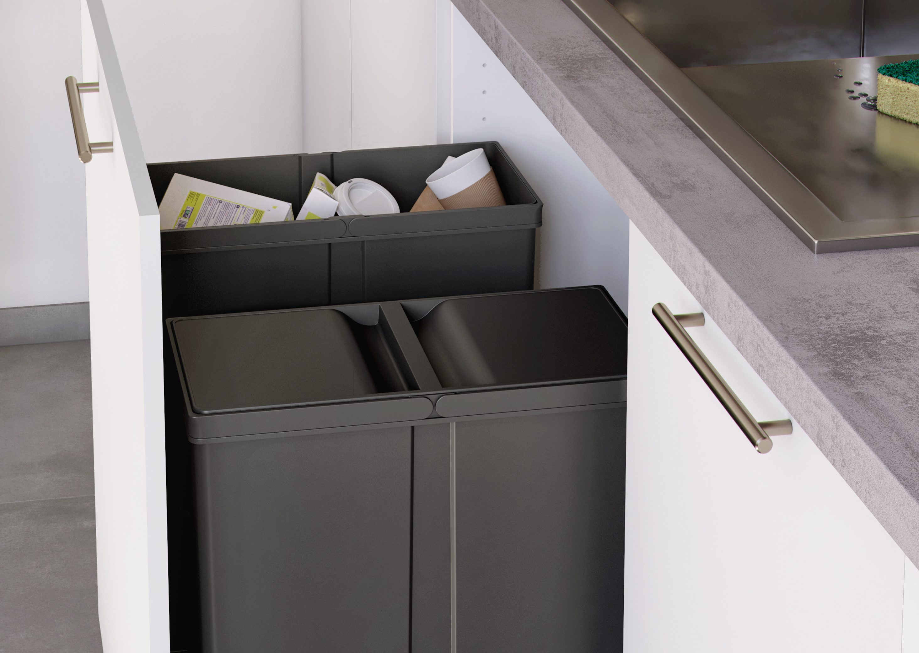 Tampa balde de lixo DELINIA 40L CINZA E PRETO - 2