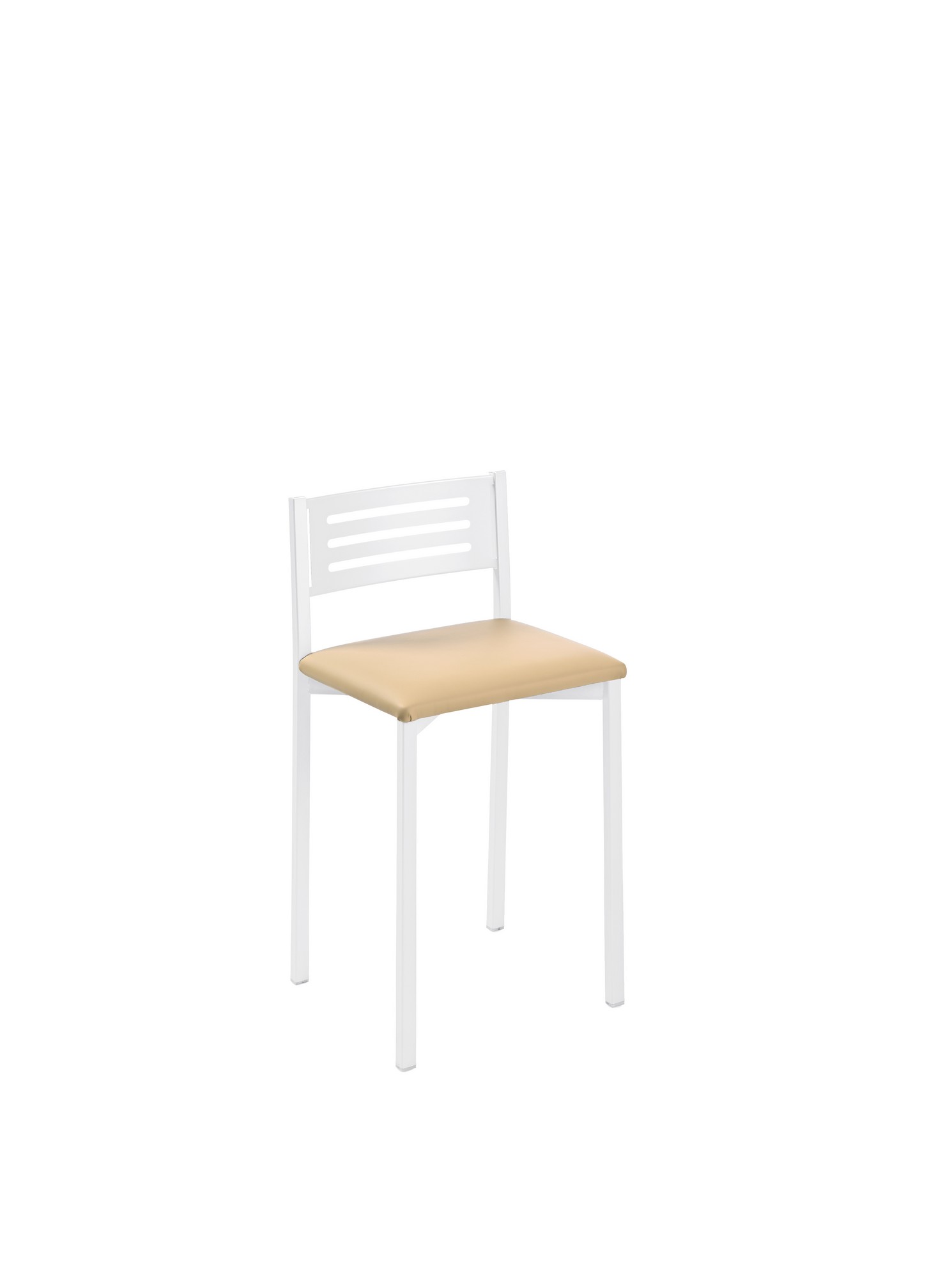 Taburete de estructura color epoxi aluminio y asiento crema de 33 x 47 cm