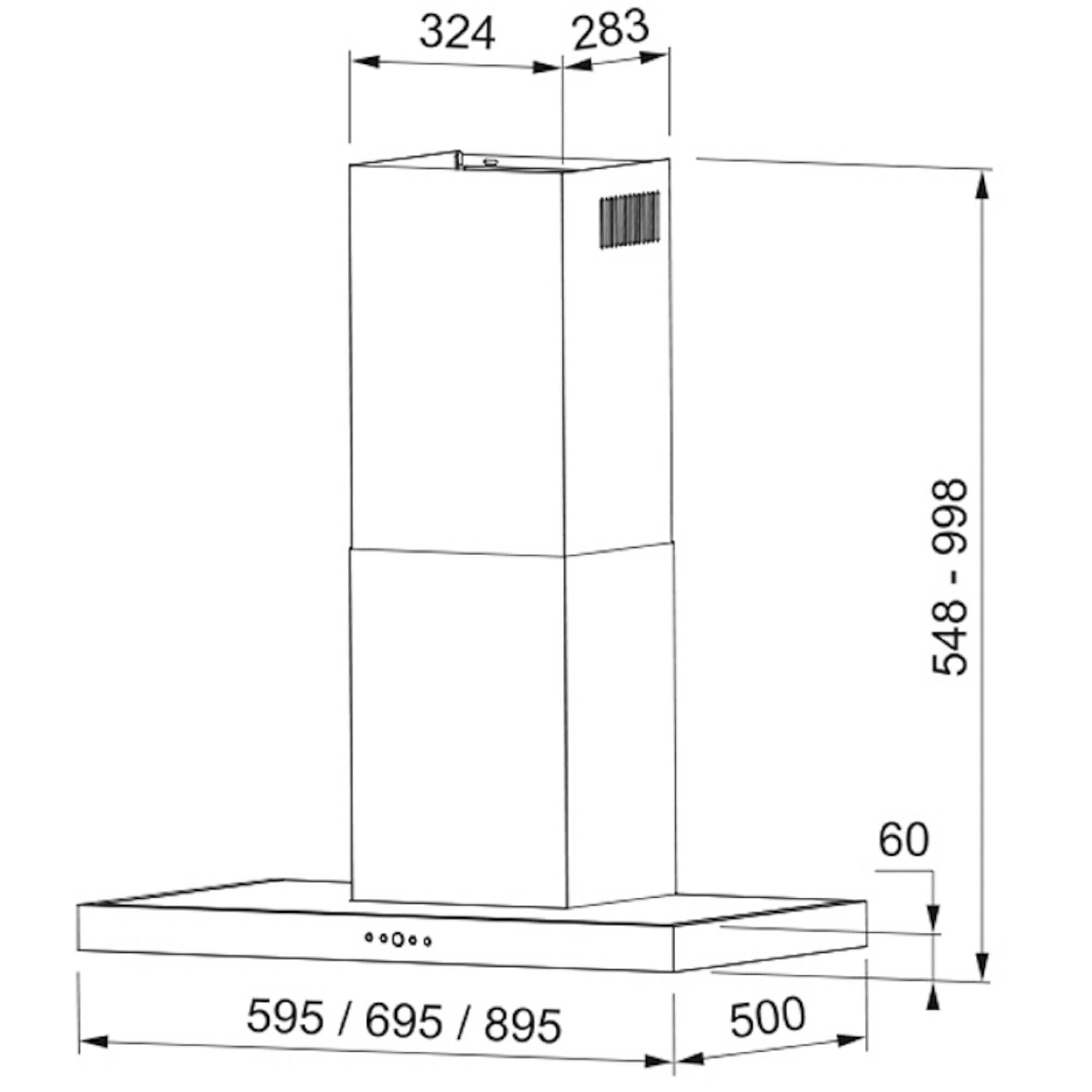 Campana decorativa MEPAMSA SILUETA con 3 velocidades 90 cm 590 m/h inox clase A - 2