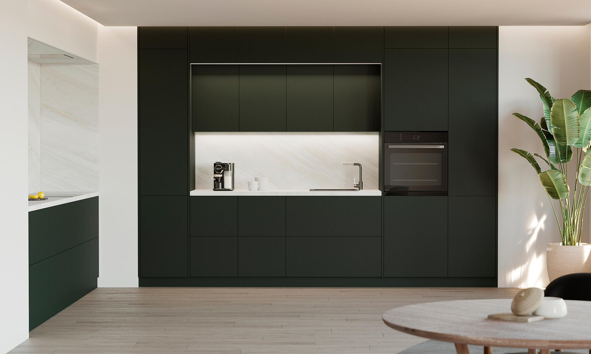 Regleta angular de cocina atenas verde mate h 76.8 - 90 x 90 cm
